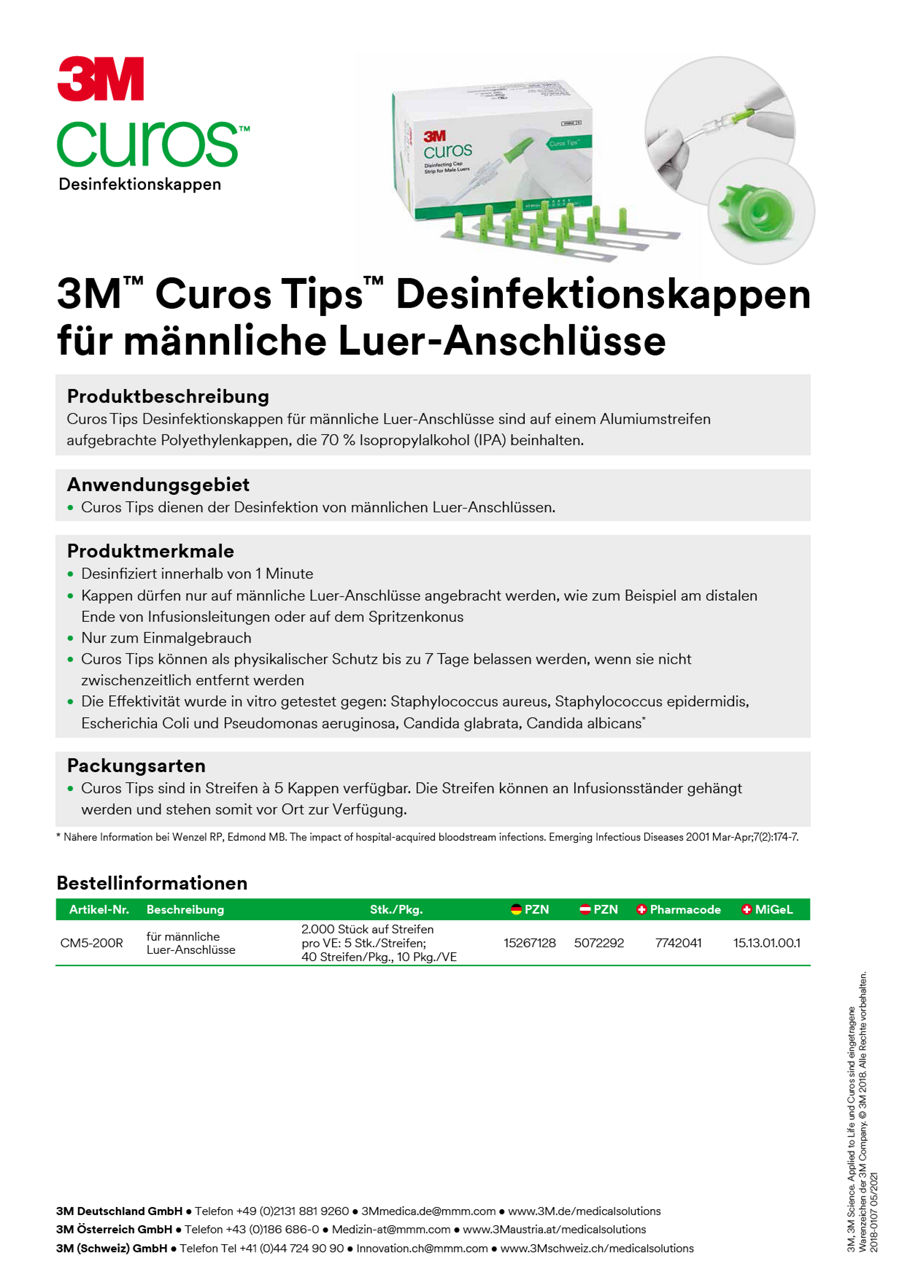3M™ Curos™ Tips Desinfektionskappen - Produktdatenblatt