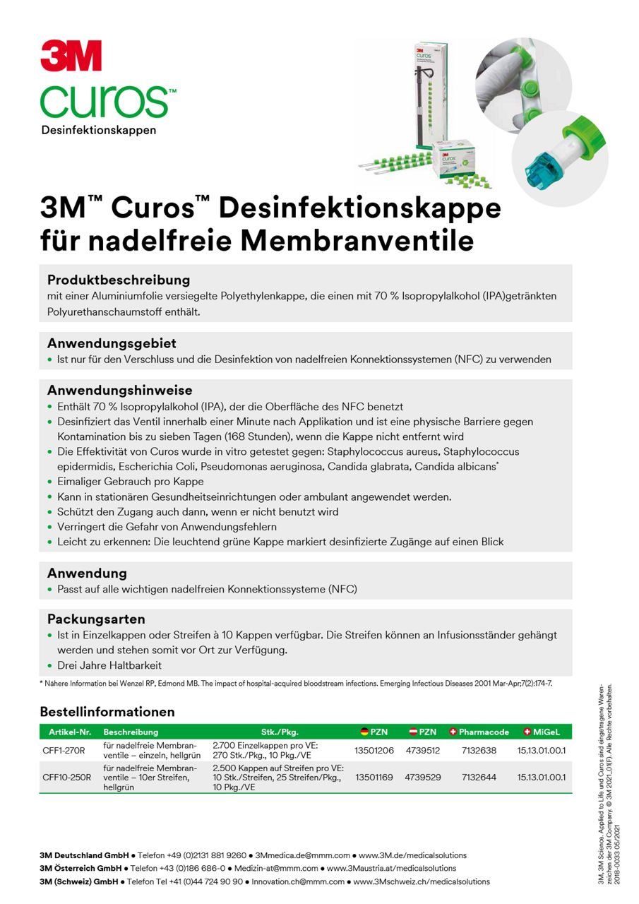 3M™ Curos™ NFC Desinfektionskappen - Produktdatenblatt