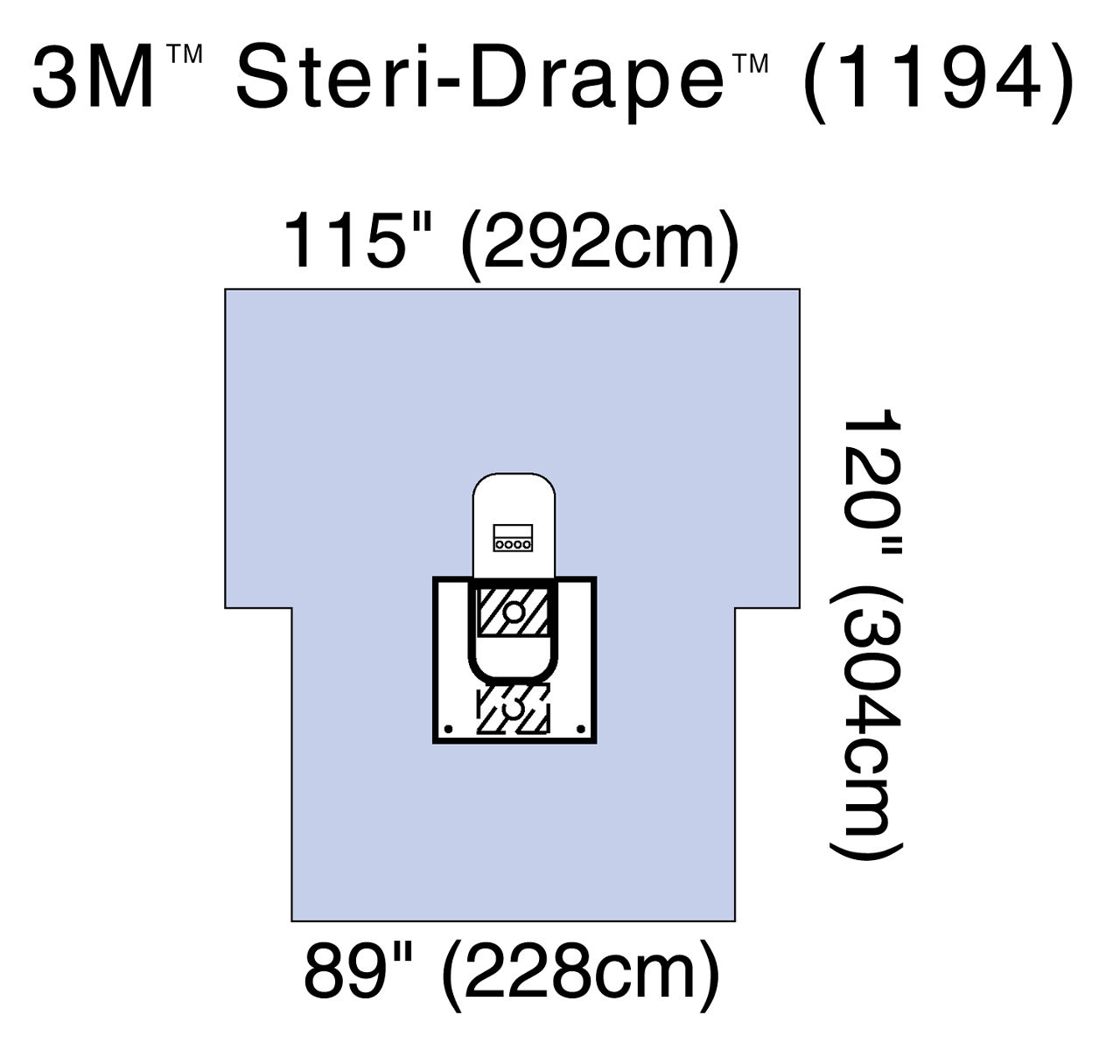 3M™ Steri-Drape™ Adhesive Split Sheet, 1194, 292 cm x 304 cm, 5/Case