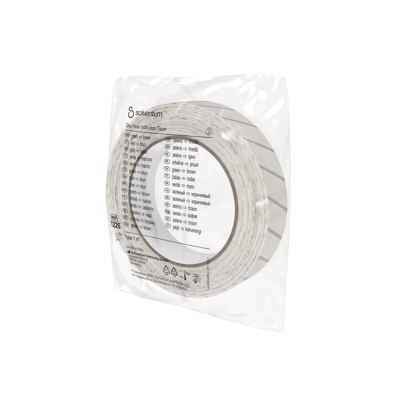 Solventum™ Dry Heat Indicator Tape, 1226, 19 mm x 50 m - Front, Right, In Packaging (1R1)