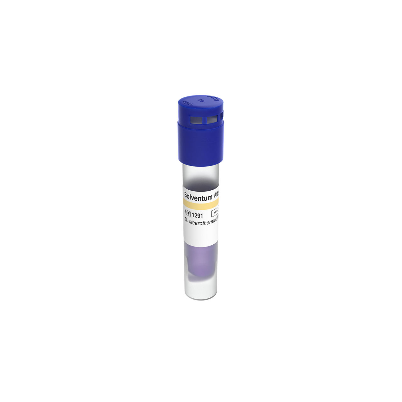 Solventum™ Attest™ Rapid Steam Biological Indicator, 1291, Blue Cap, 1 hr, 50/CAR, 4 CAR/CS, 200/CS - Front, Center, Out of Packaging (1C0)