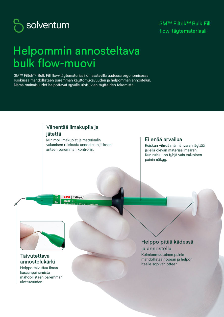 Filtek™ Bulk Fill Flow -täytemateriaali, esite