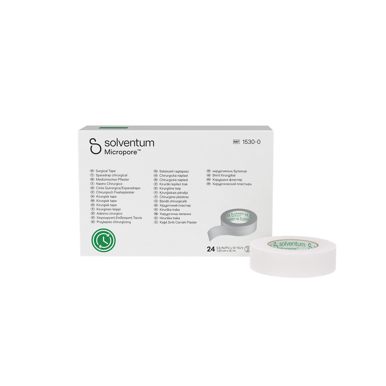 Solventum™ Micropore™ Surgical tape, 1530-0, 1,25 cm x 9,1 m (0.5 in x 10 yd), 24/CAR