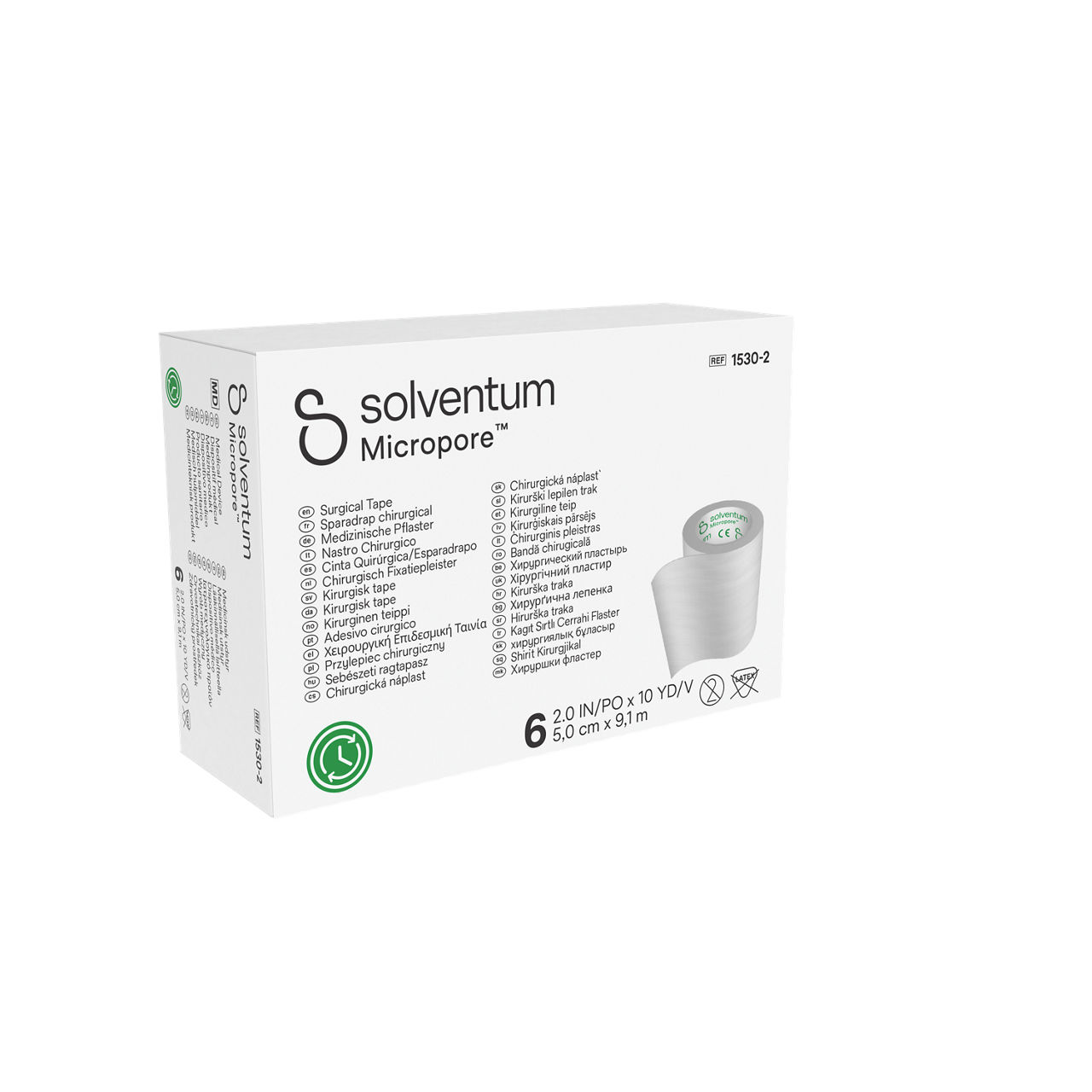 Solventum™ Micropore™ Surgical Tape, 1530-2 - Front, Left, In Packaging (1L1)
