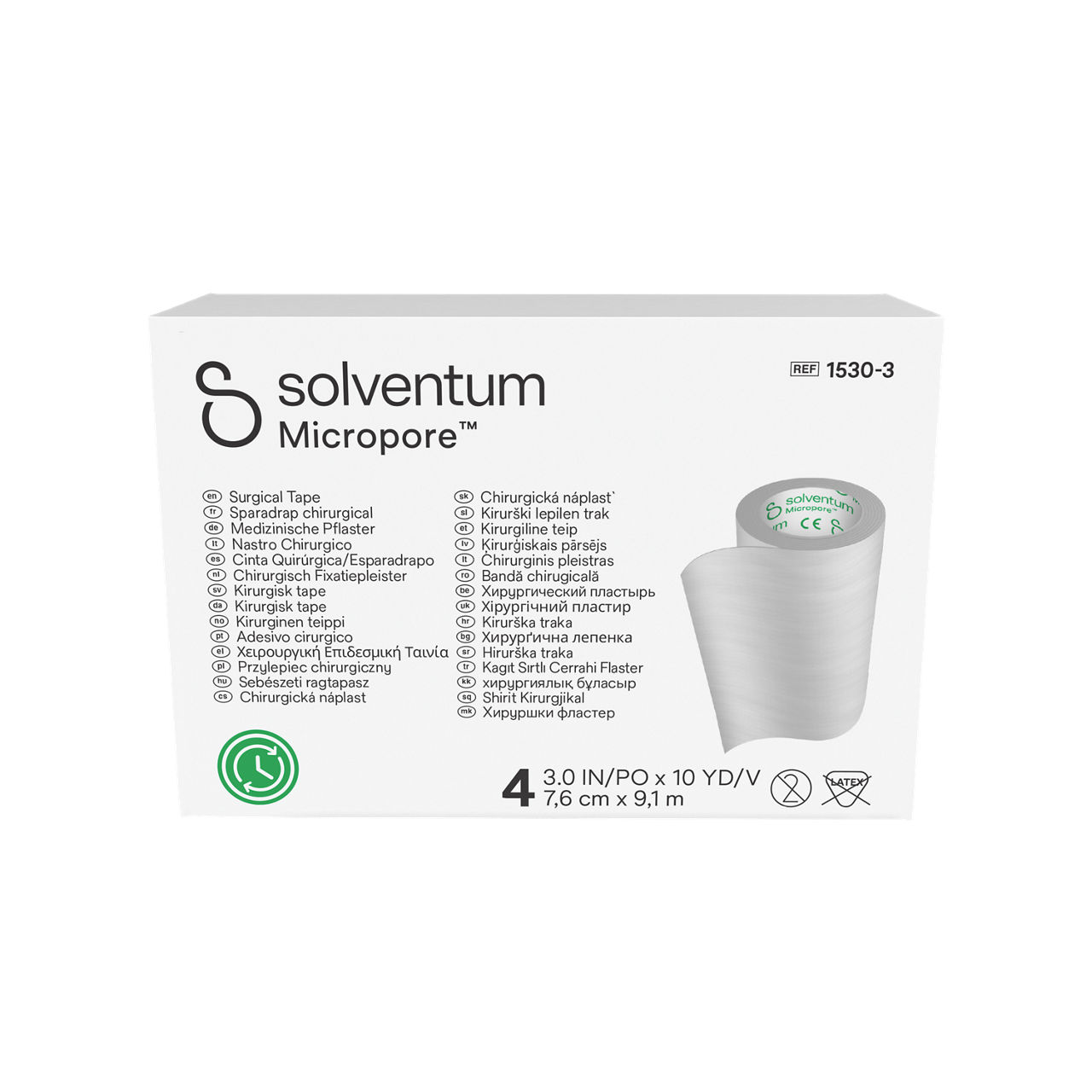 Solventum™ Micropore™ Surgical Tape, 1530-3 - Front, Center, In Packaging (1C1)