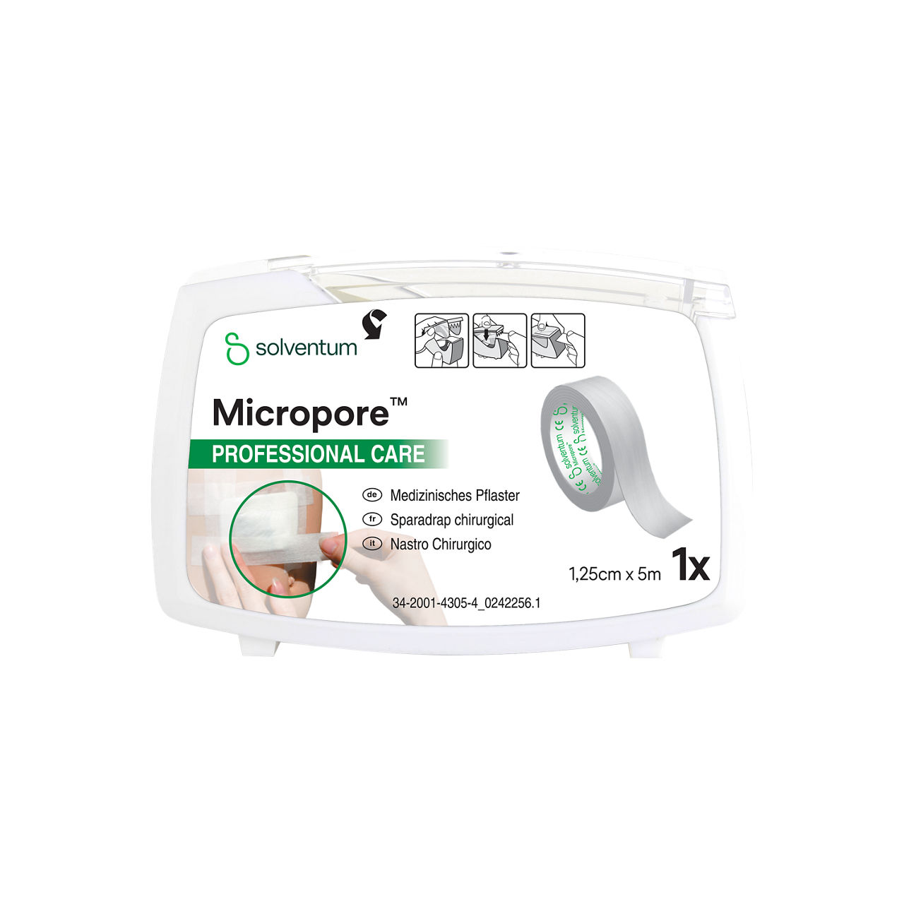 Solventum™ Micropore™ Professional Care Medizinisches pflaster, 1530NP-0SD, 1,25 cm x 5 m (0.5 in x 5.5 yd), 6/CAR