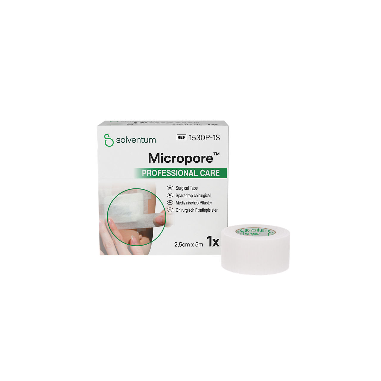 Solventum™ Micropore™ Professional Care Surgical tape, 1530P-1S, white, 2,5 cm x 5 m (1 in x 5.5 yd), 12/CAR
