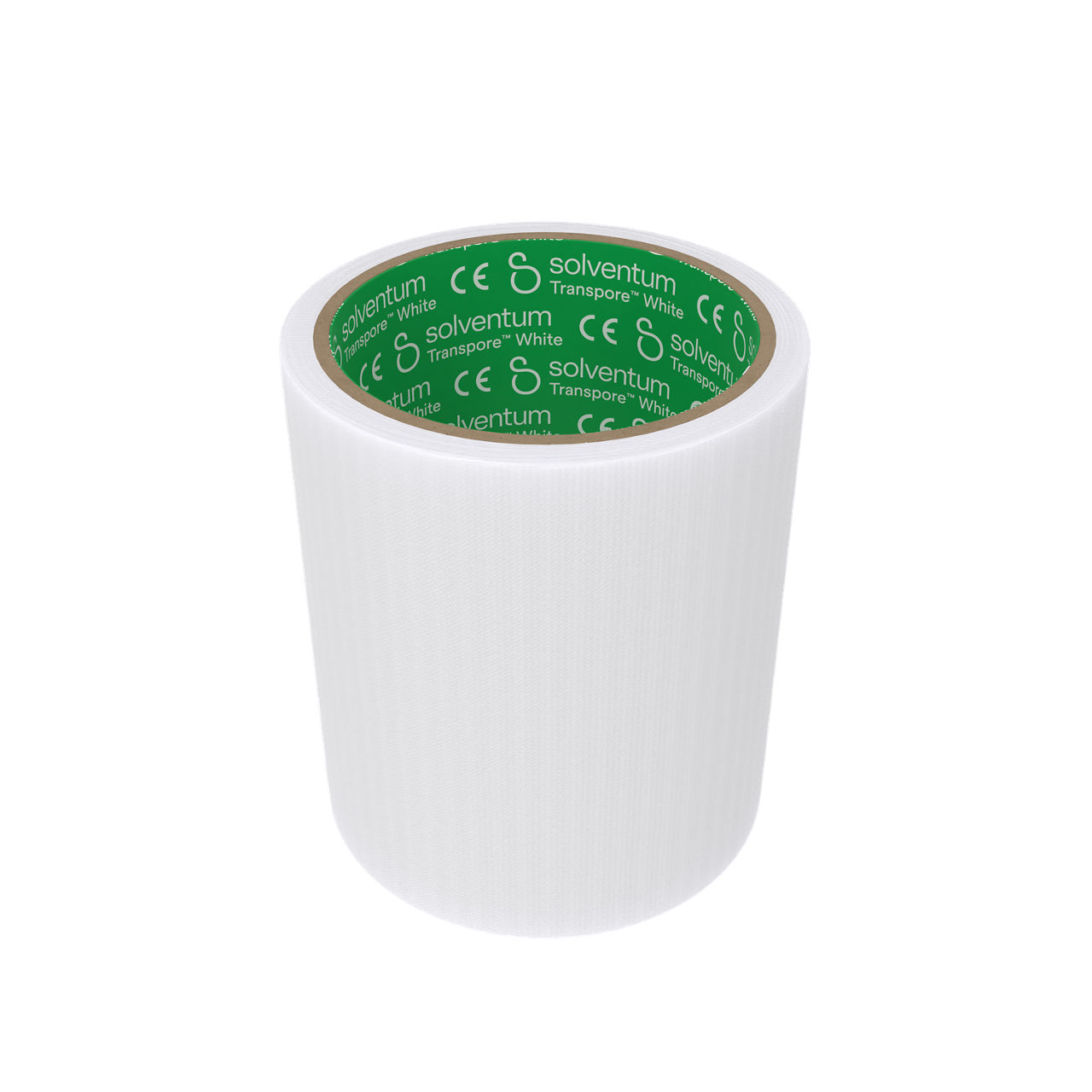 Solventum™ Transpore™ White Surgical Tape, 1534S-1, 1 in x 1.5 yd (2.5cm x 1.372 m), Single Use Roll, 100/CAR, 5 CAR/CS, 500/CS -  Front, Center, Out of Packaging (1C0)