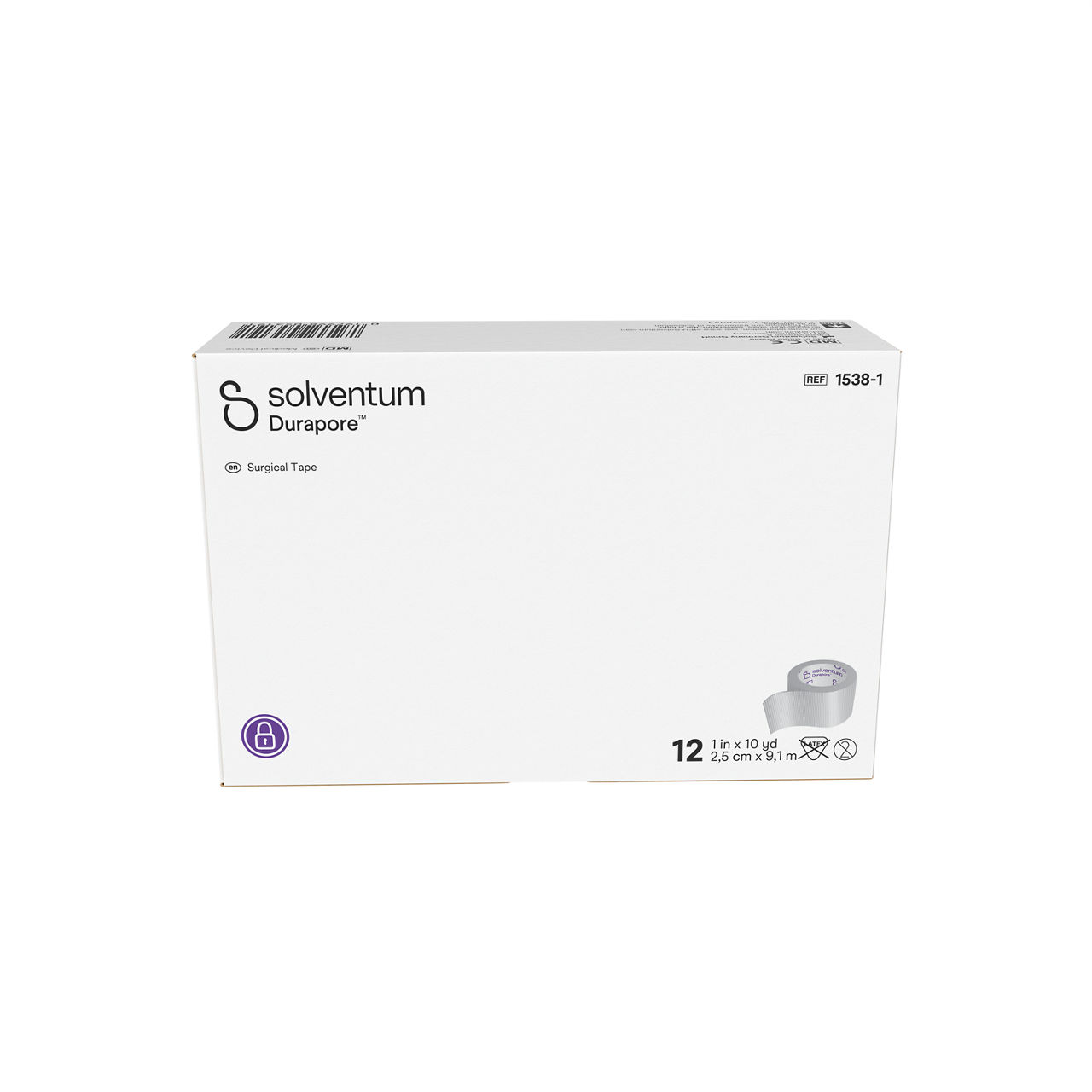 Solventum™ Durapore™ Surgical Tape, 1538-1, 2,5 cm x 9,1 m (1 IN/PO x 10 YD/V), 12/CAR