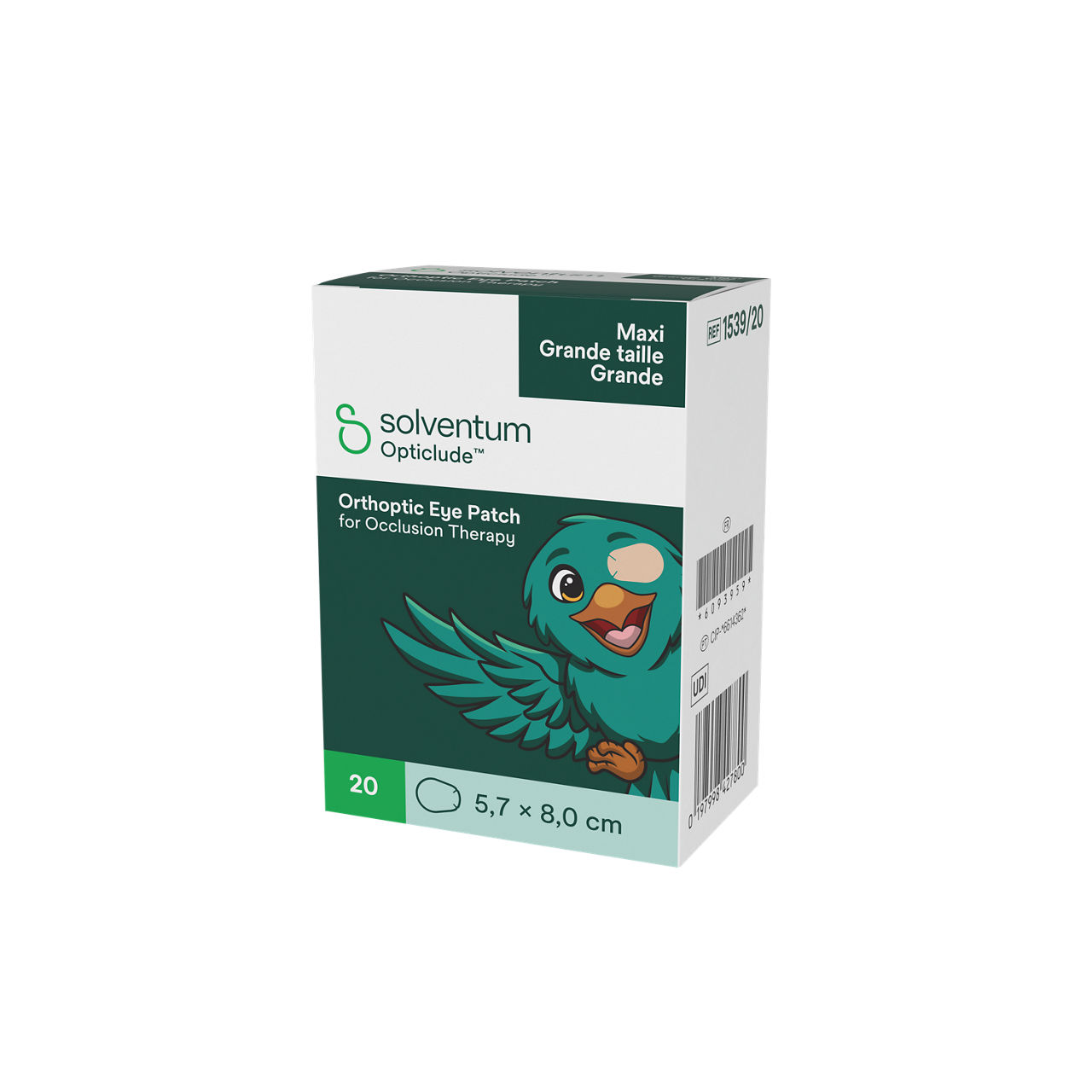 Solventum™ Opticlude™ Orthoptic Eye Patches, 1539/20 - Front, Right, In Packaging (1R1)