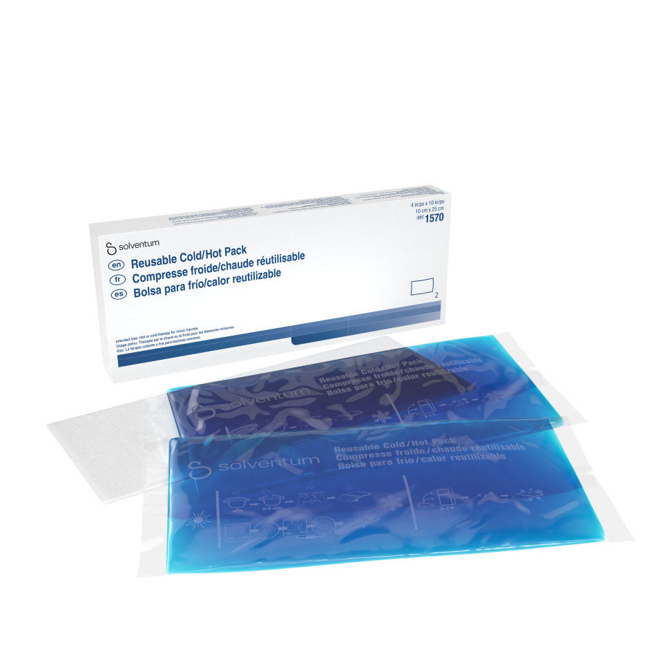 Solventum™ Reusable Cold/Hot Pack, 1570, 2/CAR, 10 CAR/CS, 20/CS  - Front, Center, In and Out of Packaging (1C10)