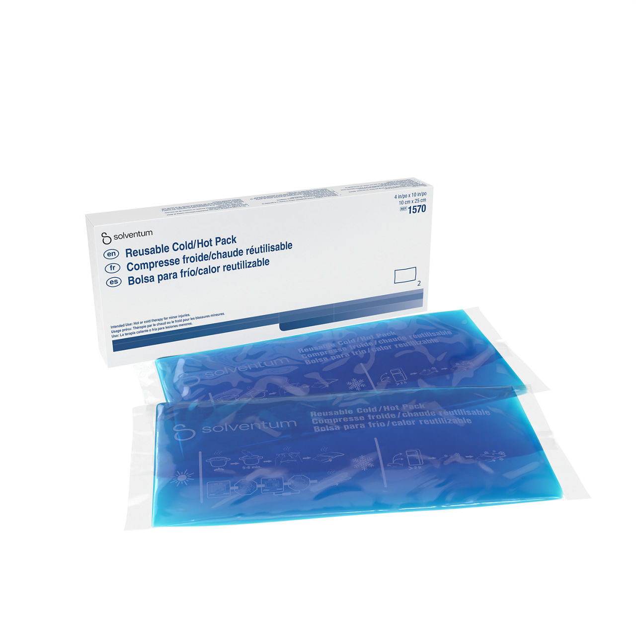 Solventum™ Reusable Cold/Hot Pack, 1570, 2 Covers Included, 10 cm x 25 cm (4 in/po x 10 in/po), 2/CAR