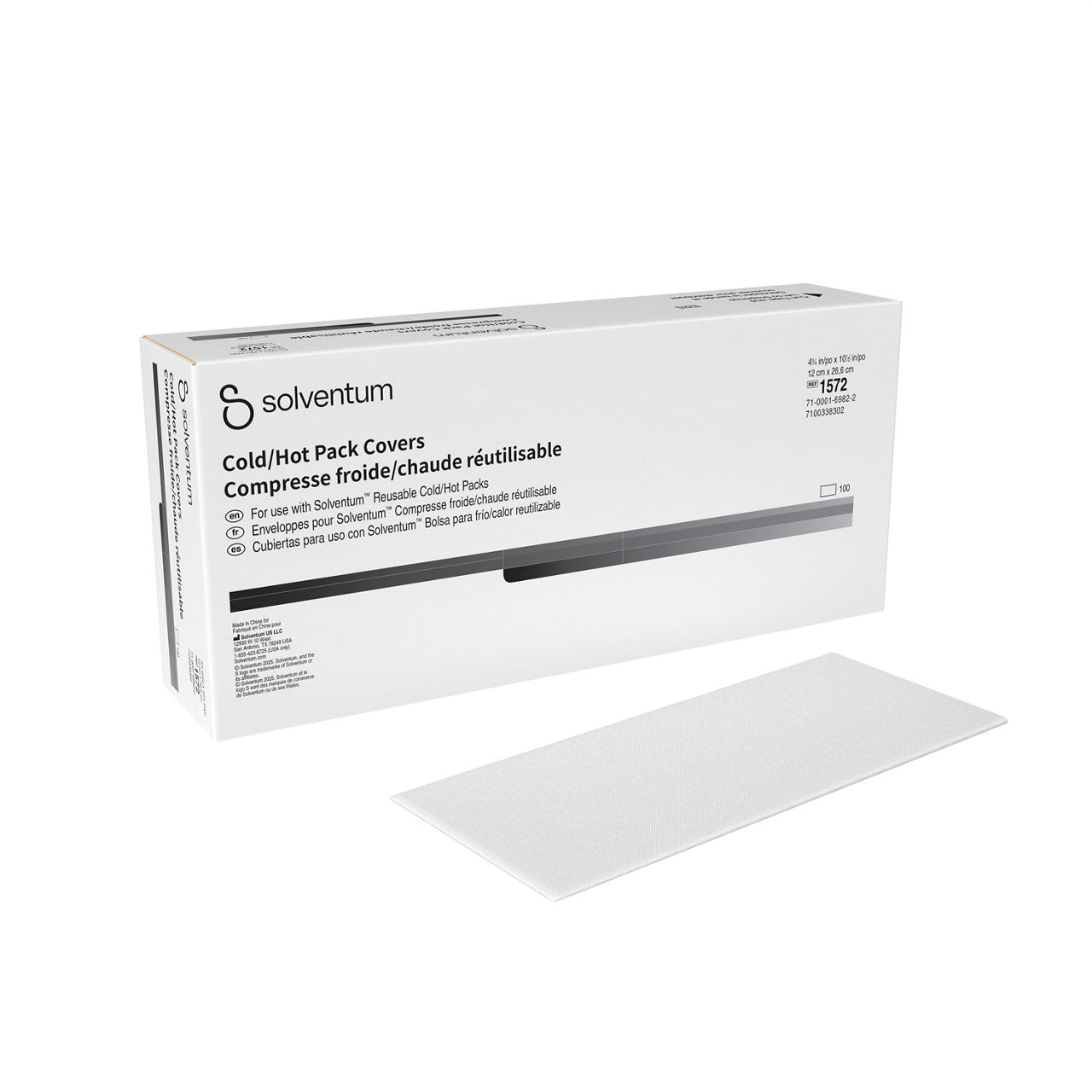 Covers for use with Solventum™ Reusable Cold/Hot Packs, 1572, 12 cm x26,6 cm (4¾ in/po x 10½ in/po), 100/CAR