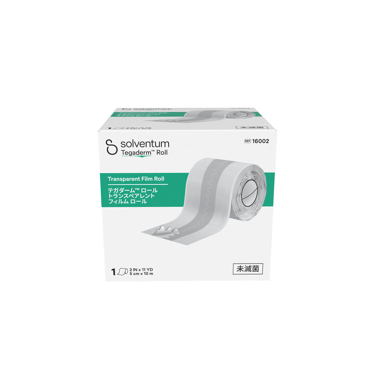 Solventum™ Tegaderm™ Roll Transparent Film Roll, 16002, 5 cm x 10 m,1/CAR, 4 CAR/CS, 4/CS - Front, Center, In Packaging (1C1)