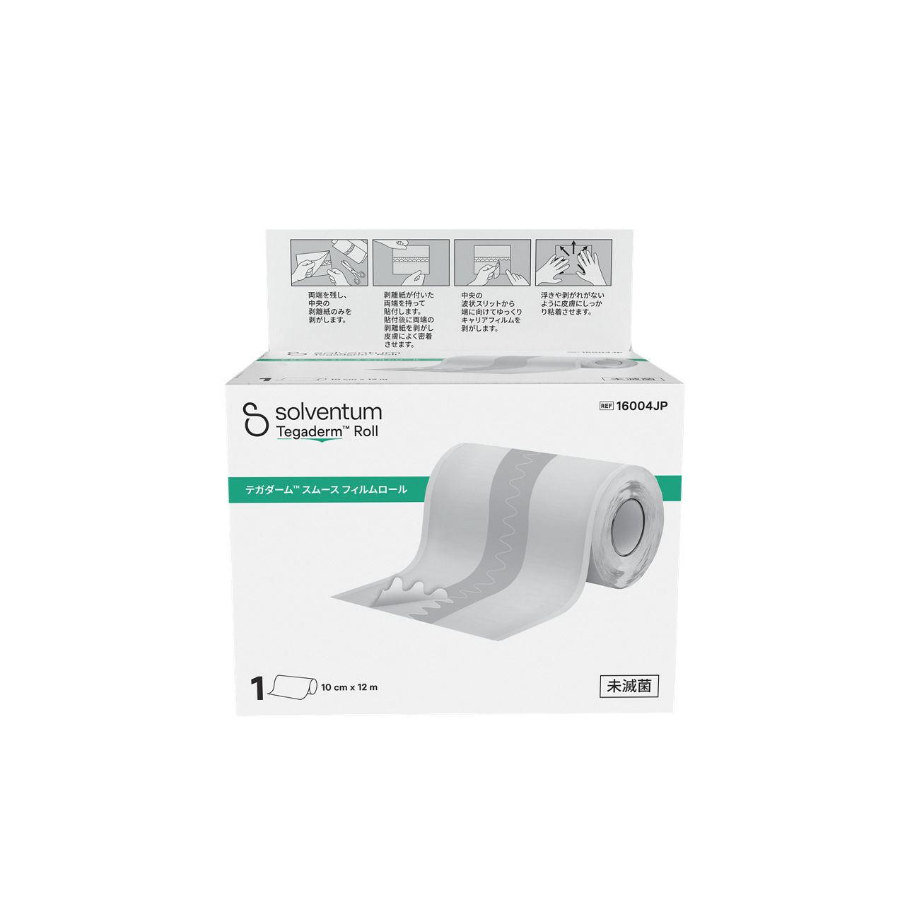Solventum™ Tegaderm™ Smooth Film Roll, 16004JP, 10 cm x 12 m, 1/CAR, 4CAR/CS, 4/CS - Front, Center, In Packaging (1C1)