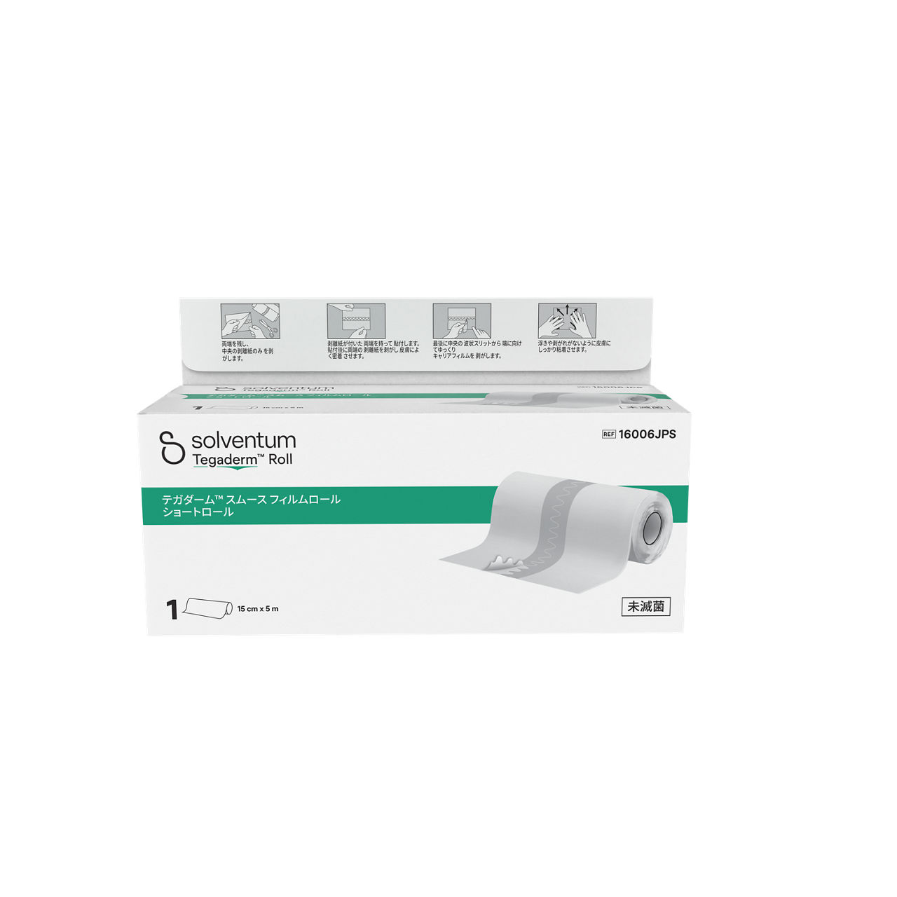 Solventum™ Tegaderm™ Smooth Film Roll, 16006JPS, Short Roll, 15 cm x 5m, 1/CAR, 4 CAR/CS, 4/CS - Front, Center, In Packaging (1C1)