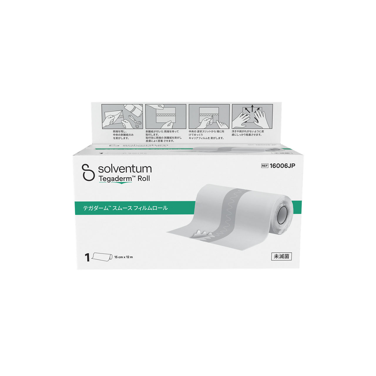 Solventum™ Tegaderm™ Smooth Film Roll, 16006JP, 15 cm x 12 m, 1/CAR, 4CAR/CS, 4/CS - Front, Center, In Packaging (1C1)