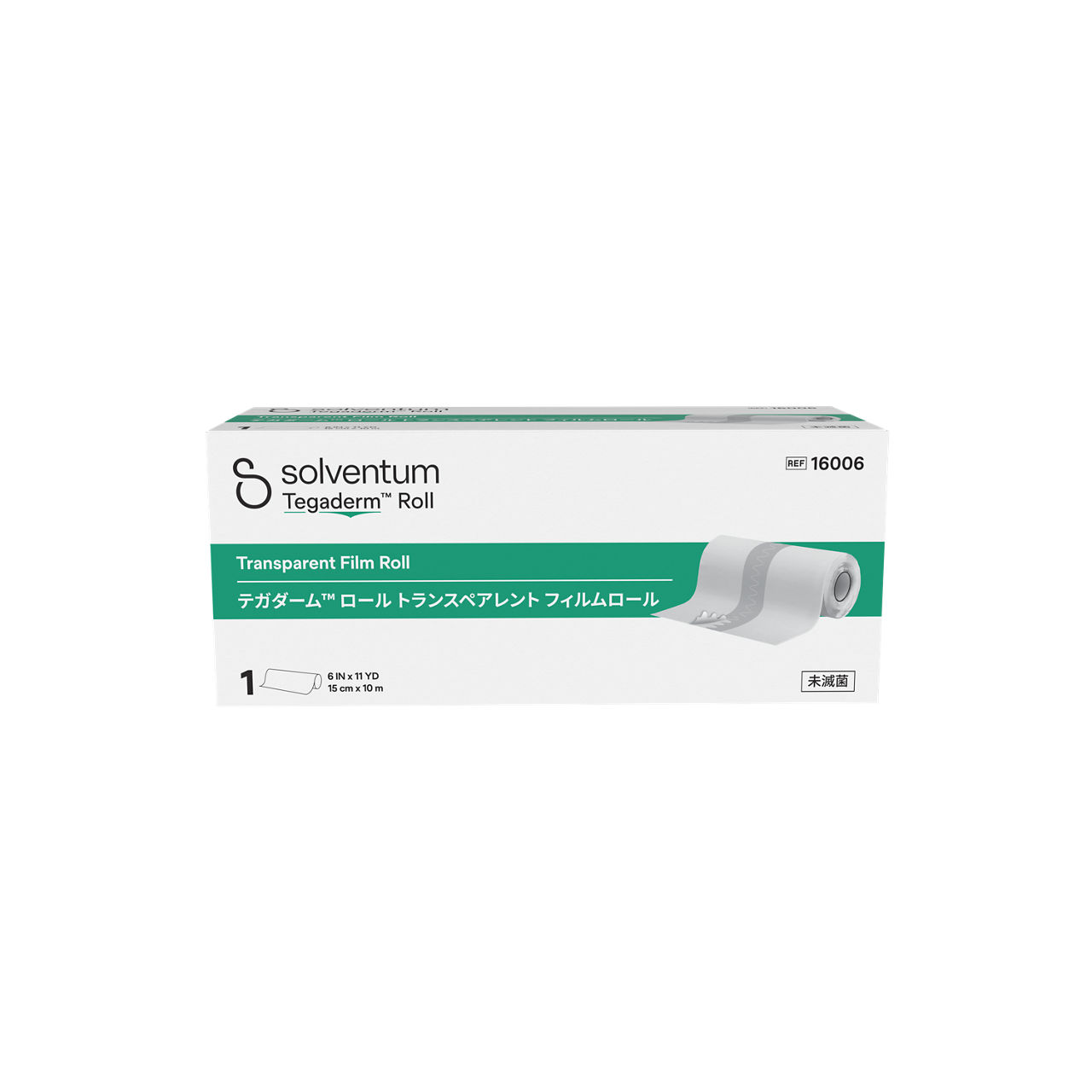 Solventum™ Tegaderm™ Roll Transparent Film Roll, 16006, 15 cm x 10 m, 1/CAR, 4 CAR/CS, 4/CS - Front, Center, In Packaging (1C1)