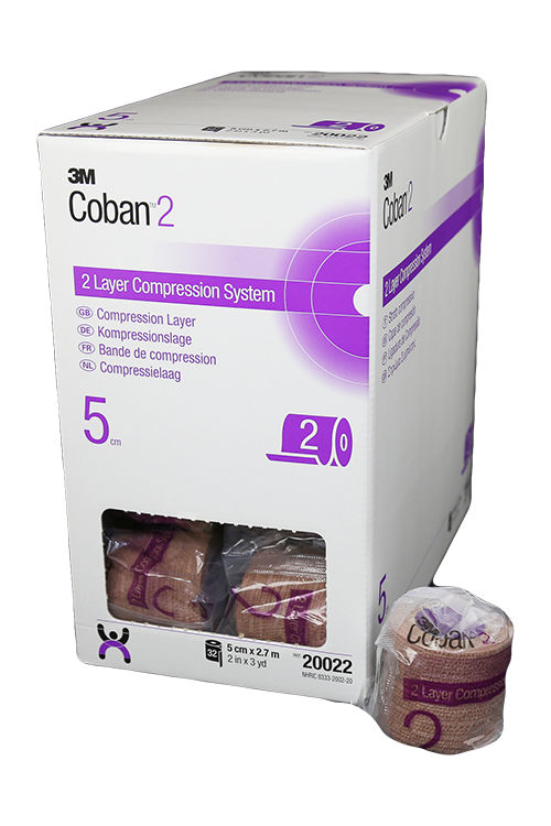 3M™ Coban™ 2 Lite Tweelaags compressiesysteem, Compressie Laag #2, 20222, 5 cm x 2.7 m