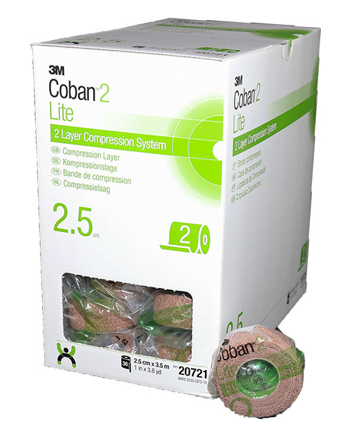 3M™ Coban™ 2 Lite  komprimeringslag #2, 20721, 2.5 cm x 3.5 m