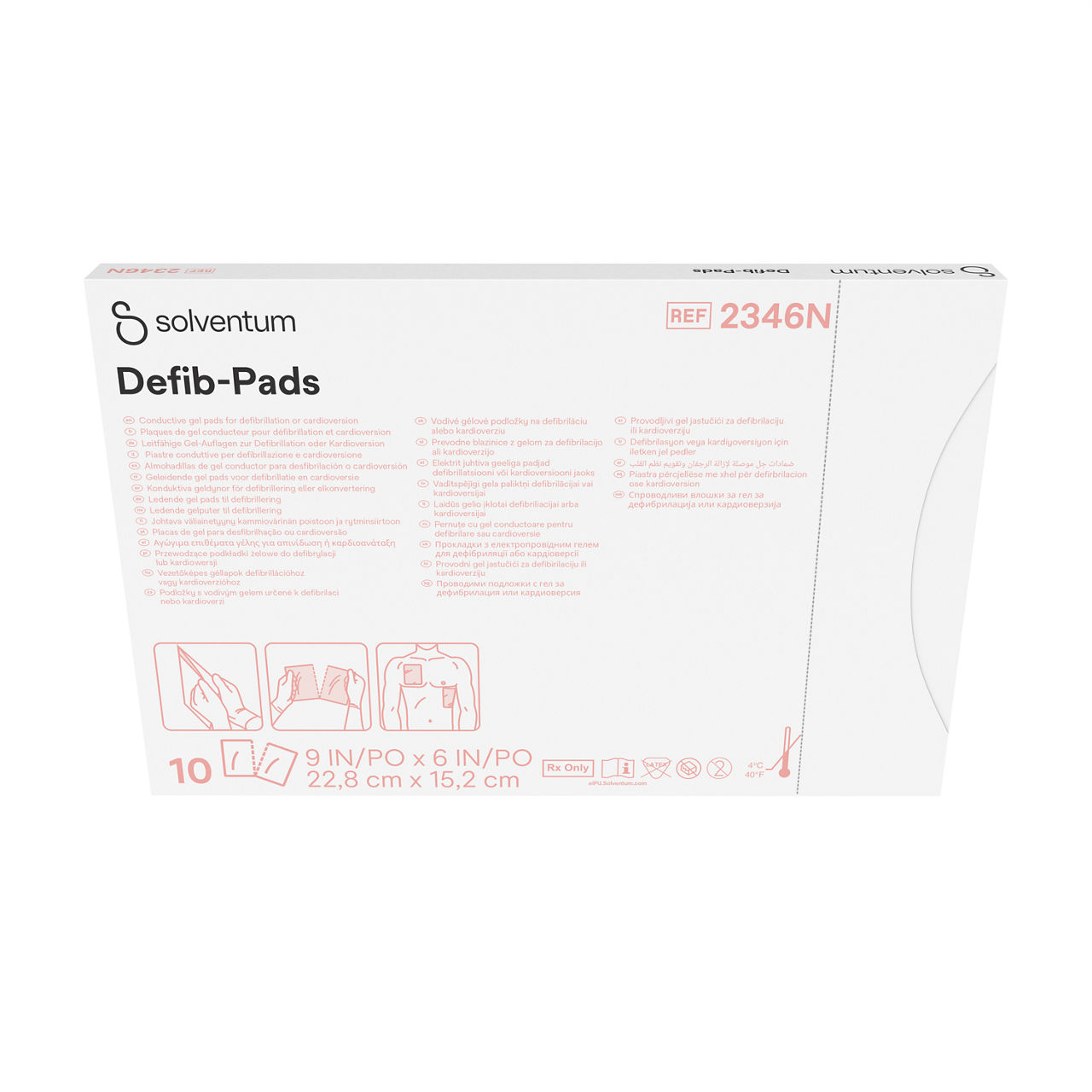 Solventum™ Conductive gel pads for defibrillation or cardioversion, 2346N, 22,8 cm x 15,2 cm (9 IN/PO x 6 IN/PO), 10/CAR