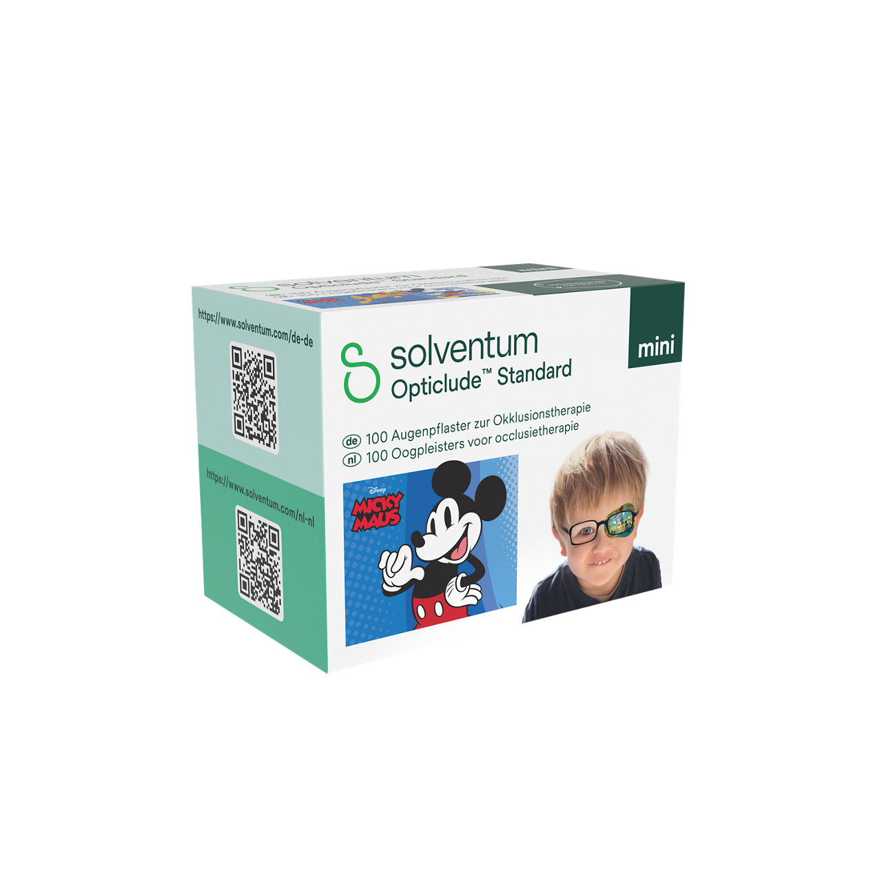 Solventum™ Opticlude™ Standard Eye Patches for Occlusion Therapy, 2537M D PB-100, Mini, 5 cm x 6 cm, 100/CAR - Front, Left, In Packaging (1L1)