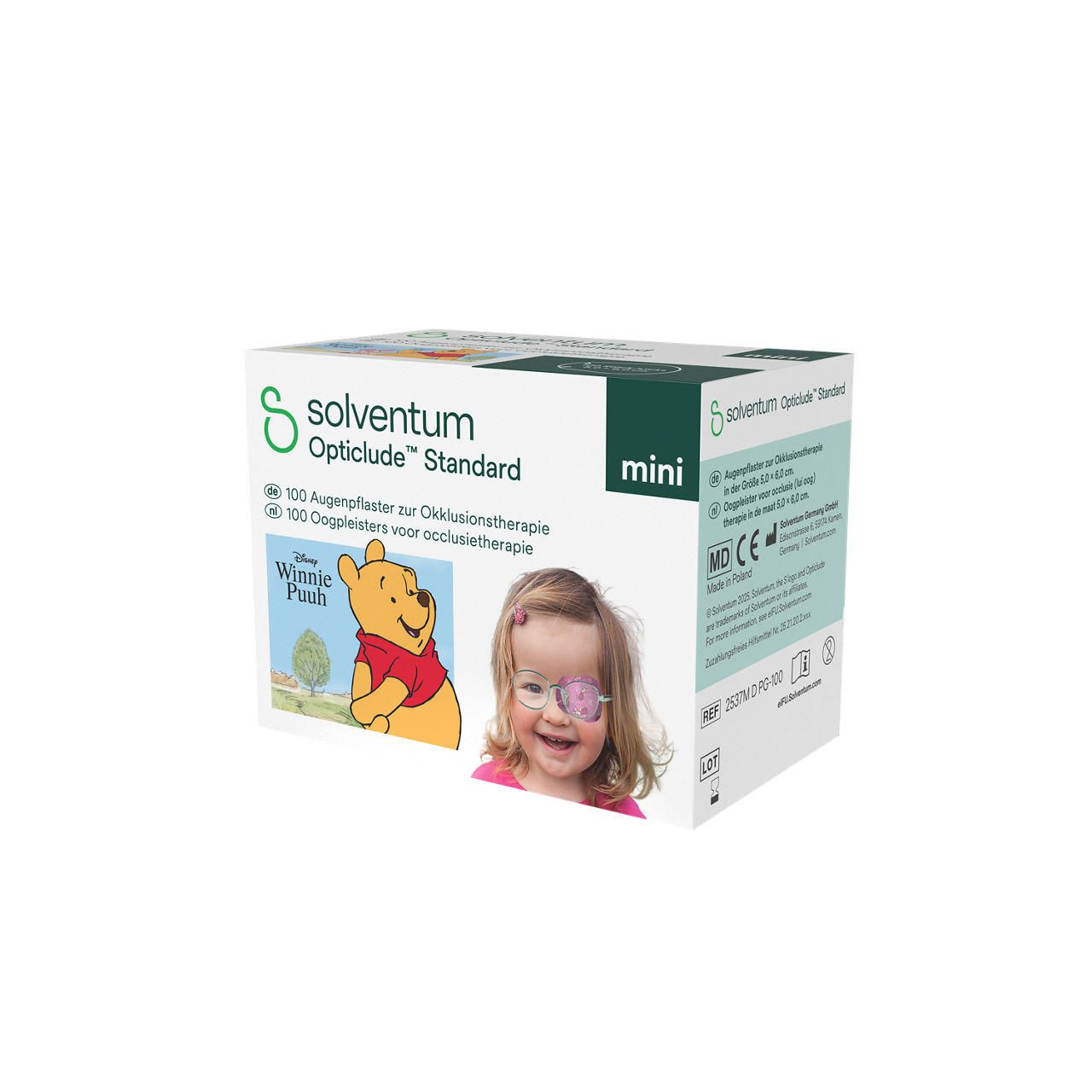 Solventum™ Opticlude™ Standard Eye Patches for Occlusion Therapy, 2537M D PG-100, Mini, 5 cm x 6 cm, 100/CAR - Front, Right, In Packaging (1R1)