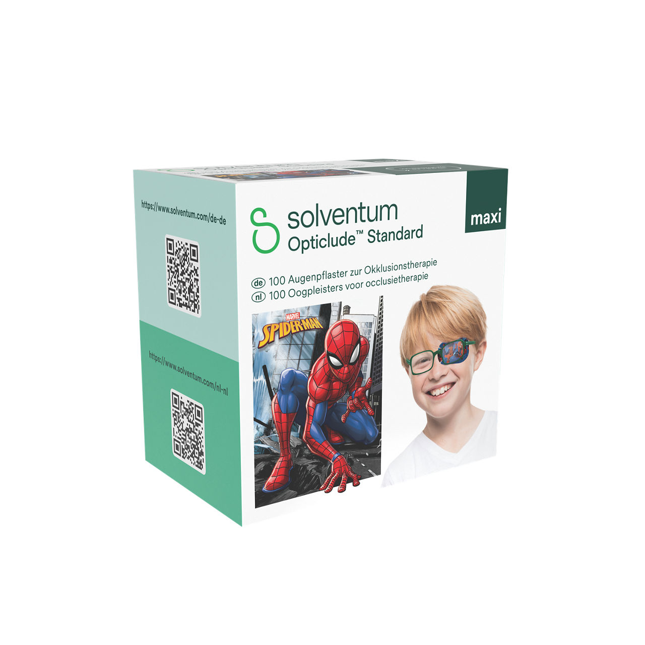 Solventum™ Opticlude™ Standard Eye Patches for Occlusion Therapy, 2539M D PB-100, Maxi, 5,7 cm x 8 cm, 100/CAR - Front, Left, In Packaging (1L1)