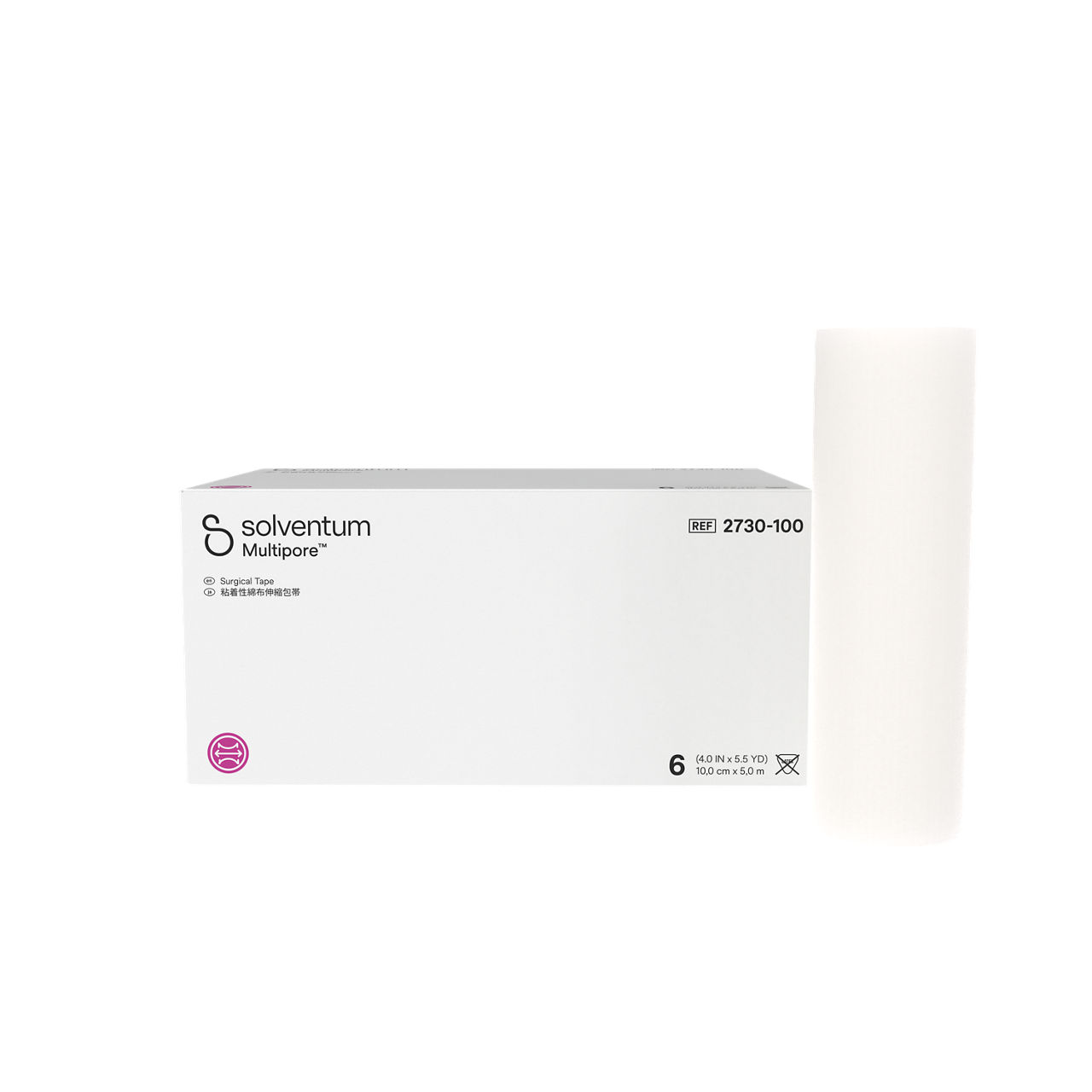 Solventum™ Multipore™ 粘着性綿布伸縮包帯, 2730-100, 10 cm x 5 m (4 IN x 5.5 YD), 6/CAR