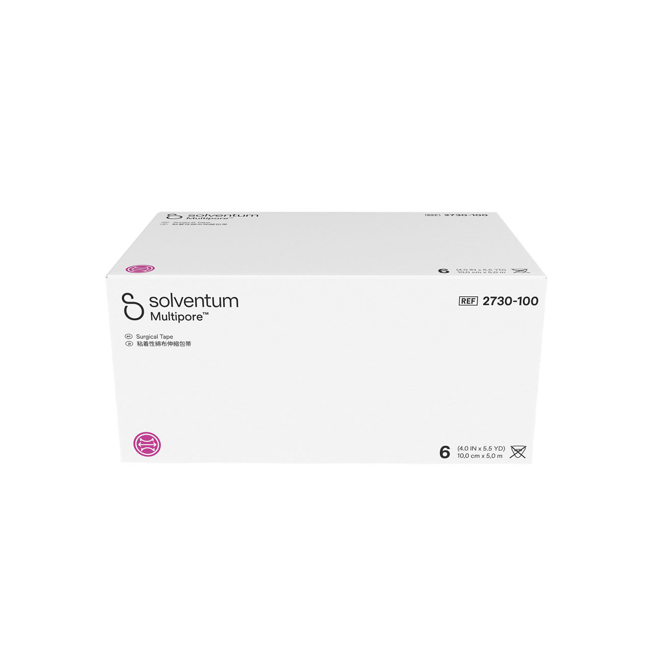 Solventum™ Multipore™ Surgical Tape, 2730-100, 4 in x 5.5 yd (100 mm x 5m), 6/CAR, 4 CAR/CS, 24/CS - Front, Center, In Packaging (1C1)