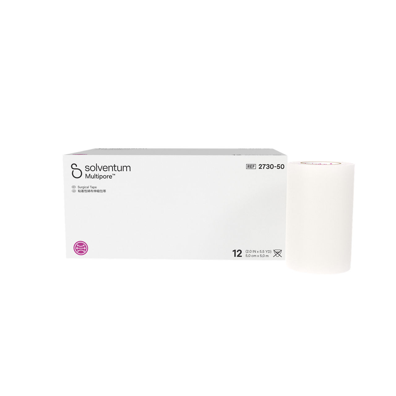 Solventum™ Multipore™ 粘着性綿布伸縮包帯, 2730-50, 5 cm x 5 m (2 IN x 5.5 YD), 12/CAR