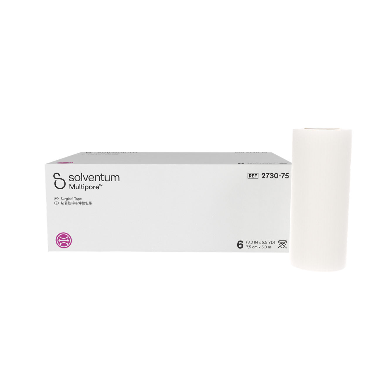 Solventum™ Multipore™ 粘着性綿布伸縮包帯, 2730-75, 7,5 cm x 5 m (3 IN x 5.5 YD), 6/CAR