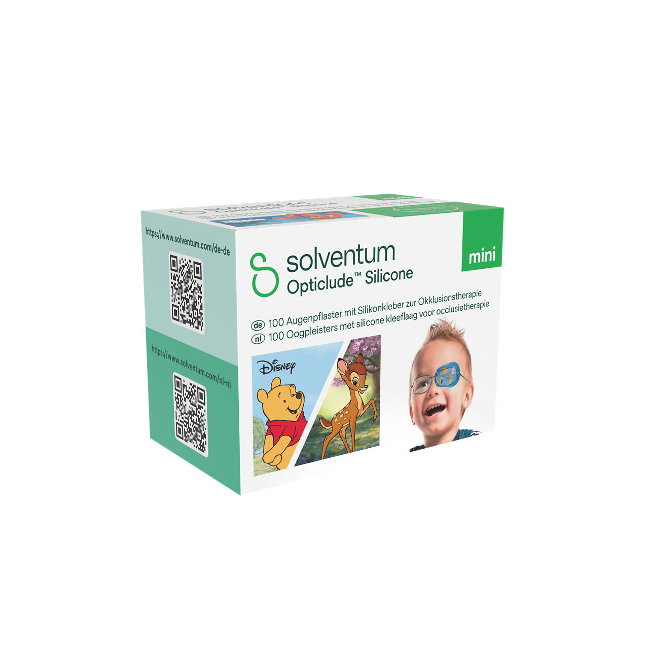 Solventum™ Opticlude™ Silicone Eye Patches with Silicone Adhesive for Occlusion Therapy, 2737 DB 100, Mini, 5 cm x 6 cm, 100/CAR - Front, Left, In Packaging (1L1)