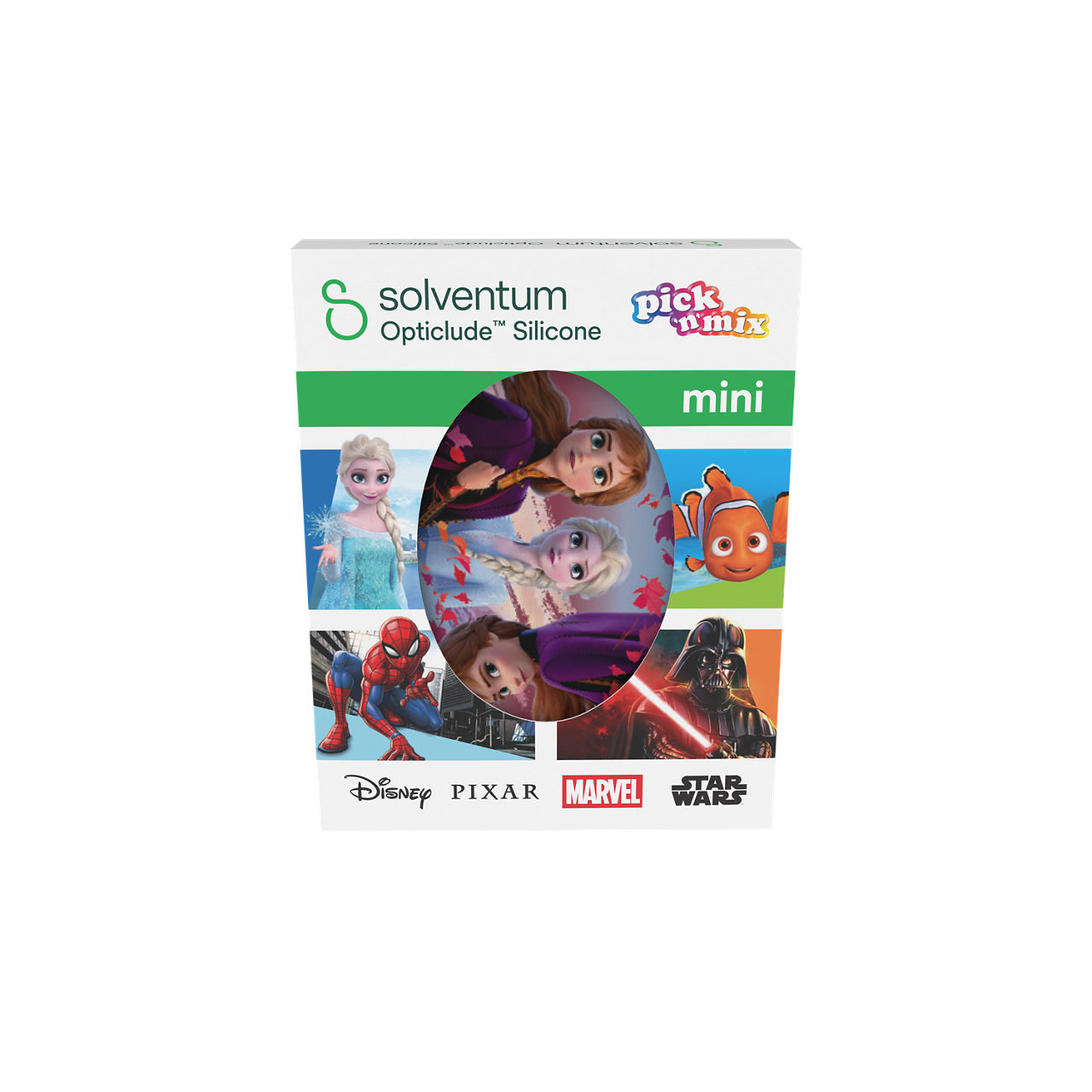 Solventum™ Opticlude™ Silicone Pick'n'Mix Eye Patches for Occlusion Therapy, 2737 MP 10, Mini, 5 cm x 6 cm, 10/CAR - Front, Center, In Packaging (1C1)