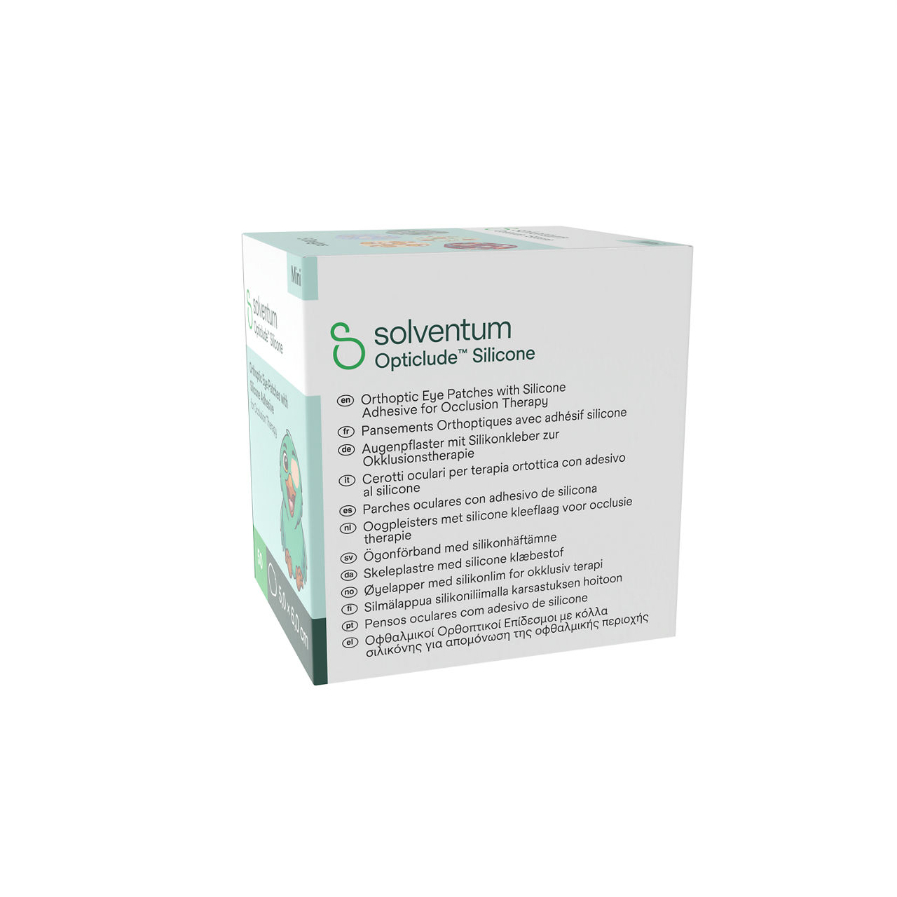 Solventum™ Opticlude™ Orthoptic Eye Patches, 2737 PB 50, Silicone, Mini, 50/PAC, 12 PAC/CS, 600/CS - Left, Center, In Packaging (2C1)
