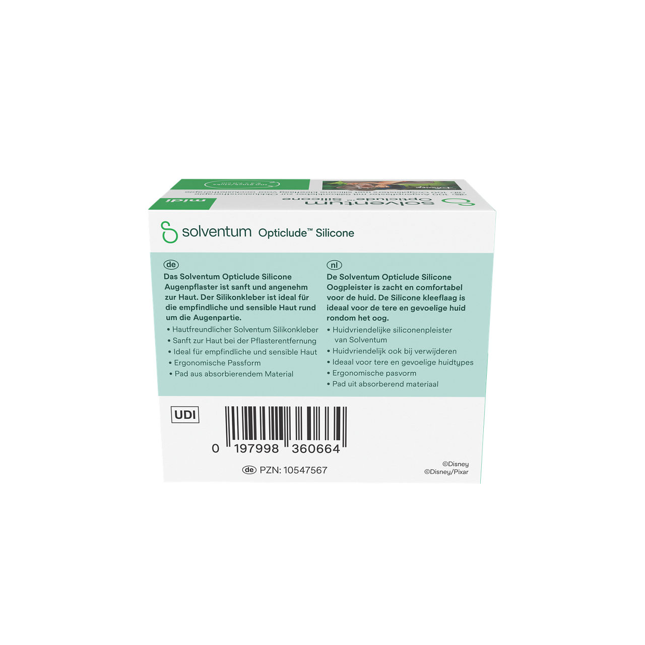 Solventum™ Opticlude™ Silicone Eye Patches with Silicone Adhesive for Occlusion Therapy, 2738 DB 100, Midi, 5,3 cm x 7 cm, 100/CAR - Back, Center, In Packaging (7C1)