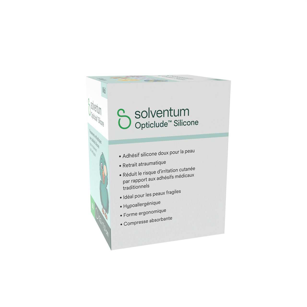 Solventum™ Opticlude™ Orthoptic Eye Patches, 2738 PG 50, Midi, Silicone, 50/PAC, 12 PAC/CS, 600/CS - Left, Center, In Packaging (2C1)