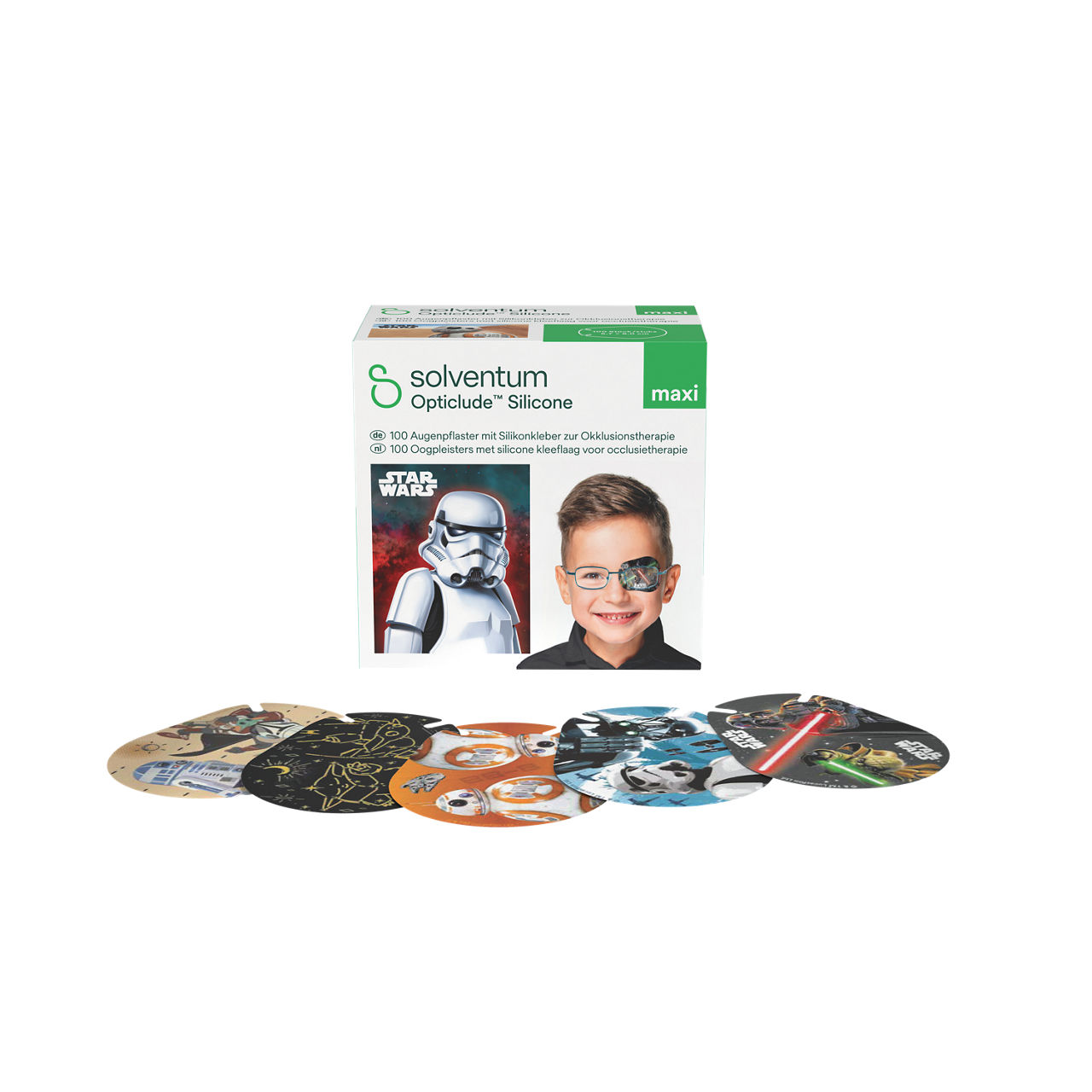 Solventum™ Opticlude™ Silicone Augenpflaster mit Silikonkleber zur Okklusionstherapie, 2739 DB 100, Maxi, 5,7 cm x 8 cm, 100 Stück