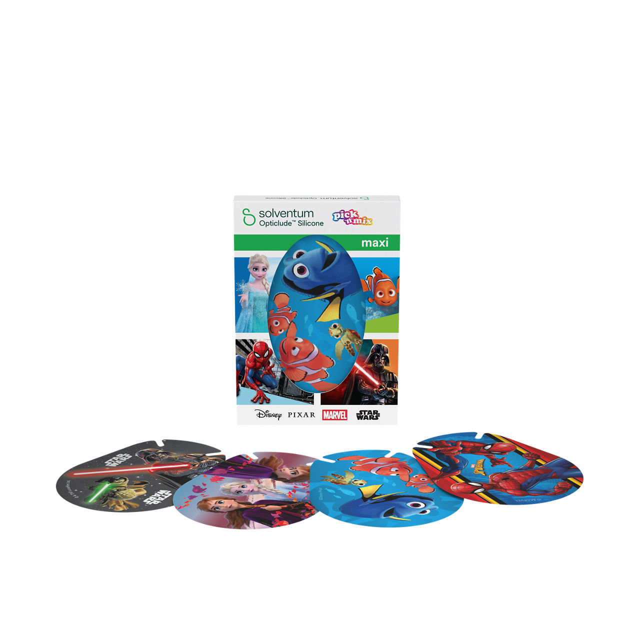 Solventum™ Opticlude™ Silicone Pick'n'Mix Augenpflaster zur Okklusionstherapie, 2739 MP 10, Maxi, 5,7 cm x 8 cm, 10 Stück