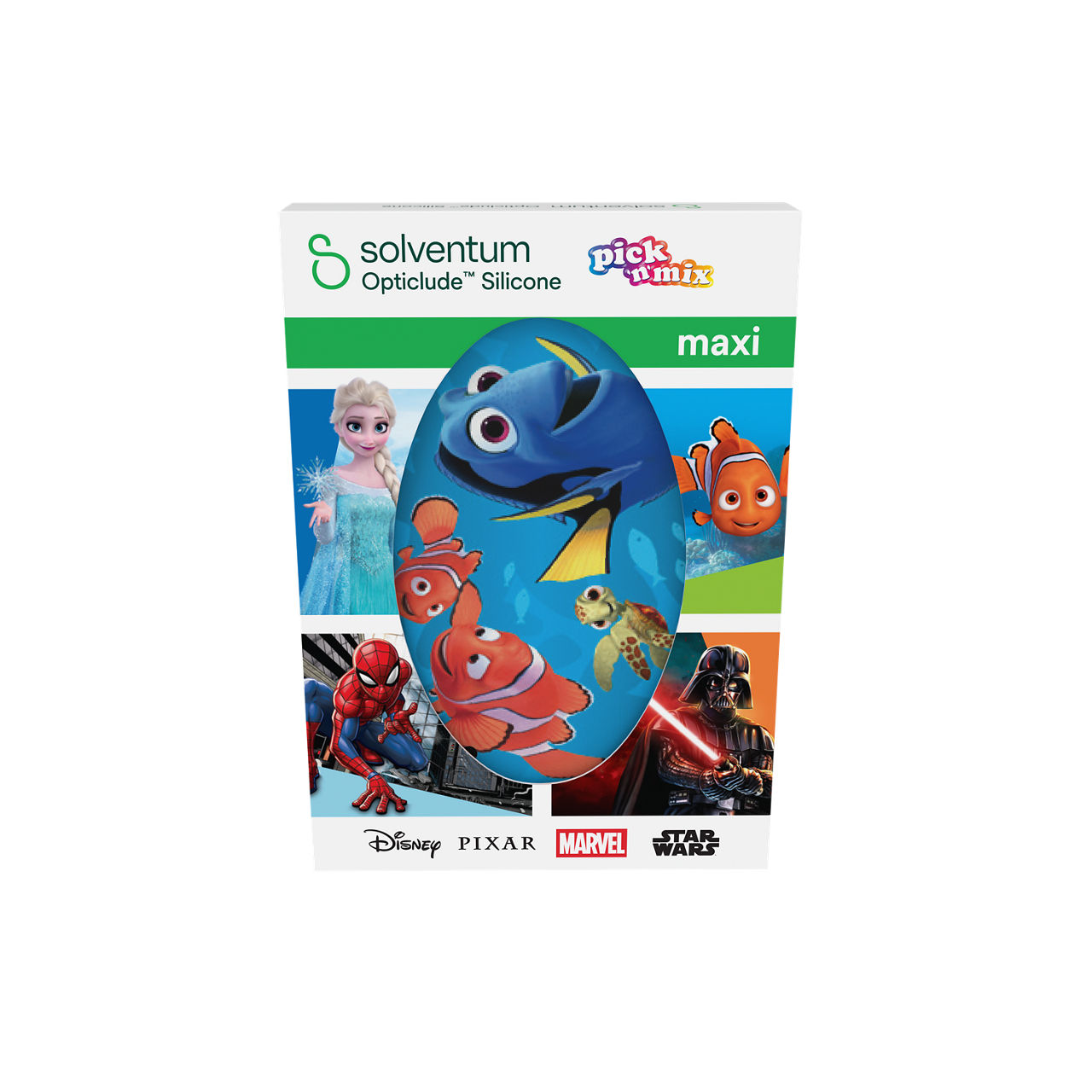 Solventum™ Opticlude™ Silicone Pick'n'Mix Eye Patches for Occlusion Therapy, 2739 MP 10, Maxi, 5,7 cm x 8 cm, 10/CAR - Front, Center, In Packaging (1C1)