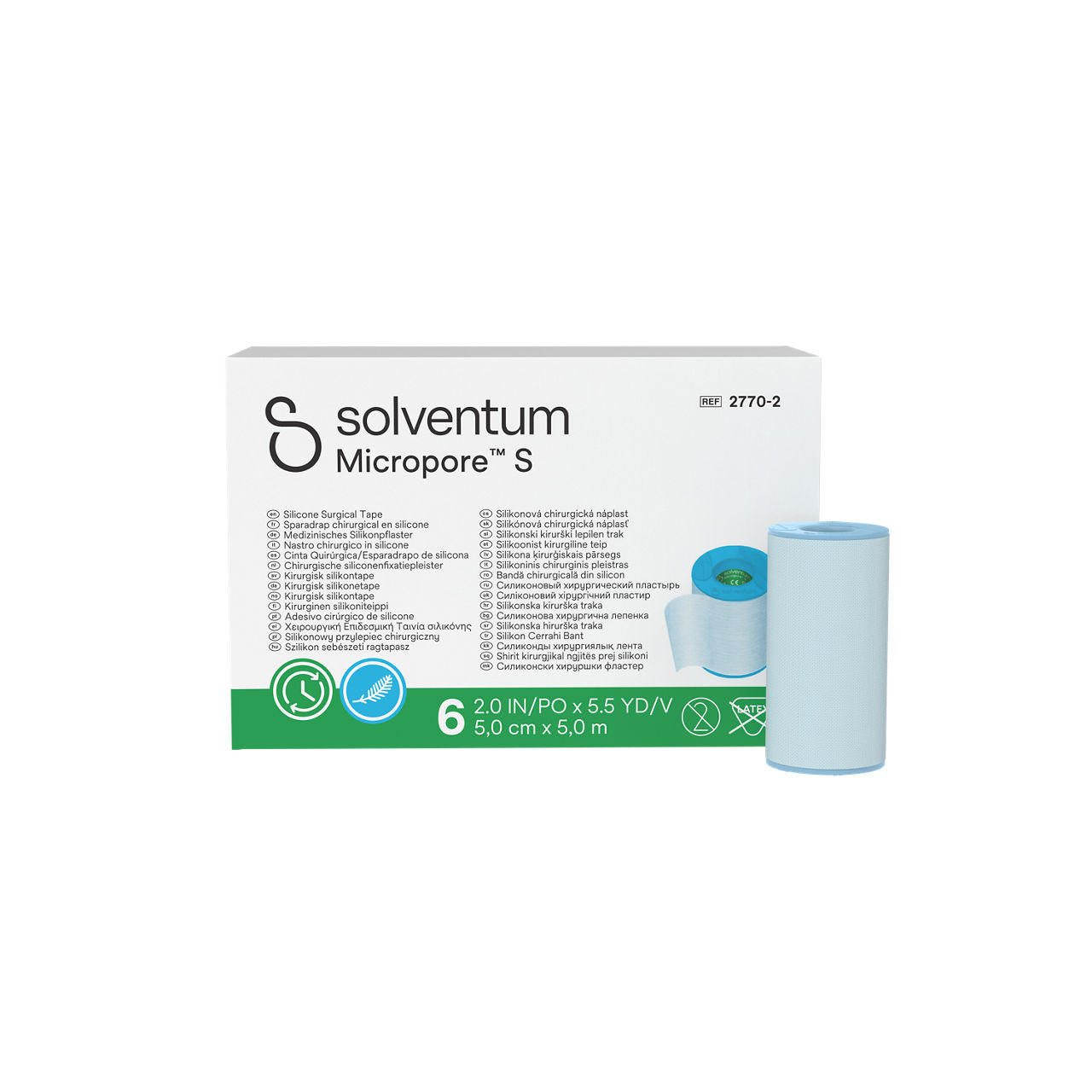 Solventum™ Micropore™ S Silicone Surgical Tape, 2770-2, 5 cm x 5 m (2 IN/PO x 5.5 YD/V), 6/CAR