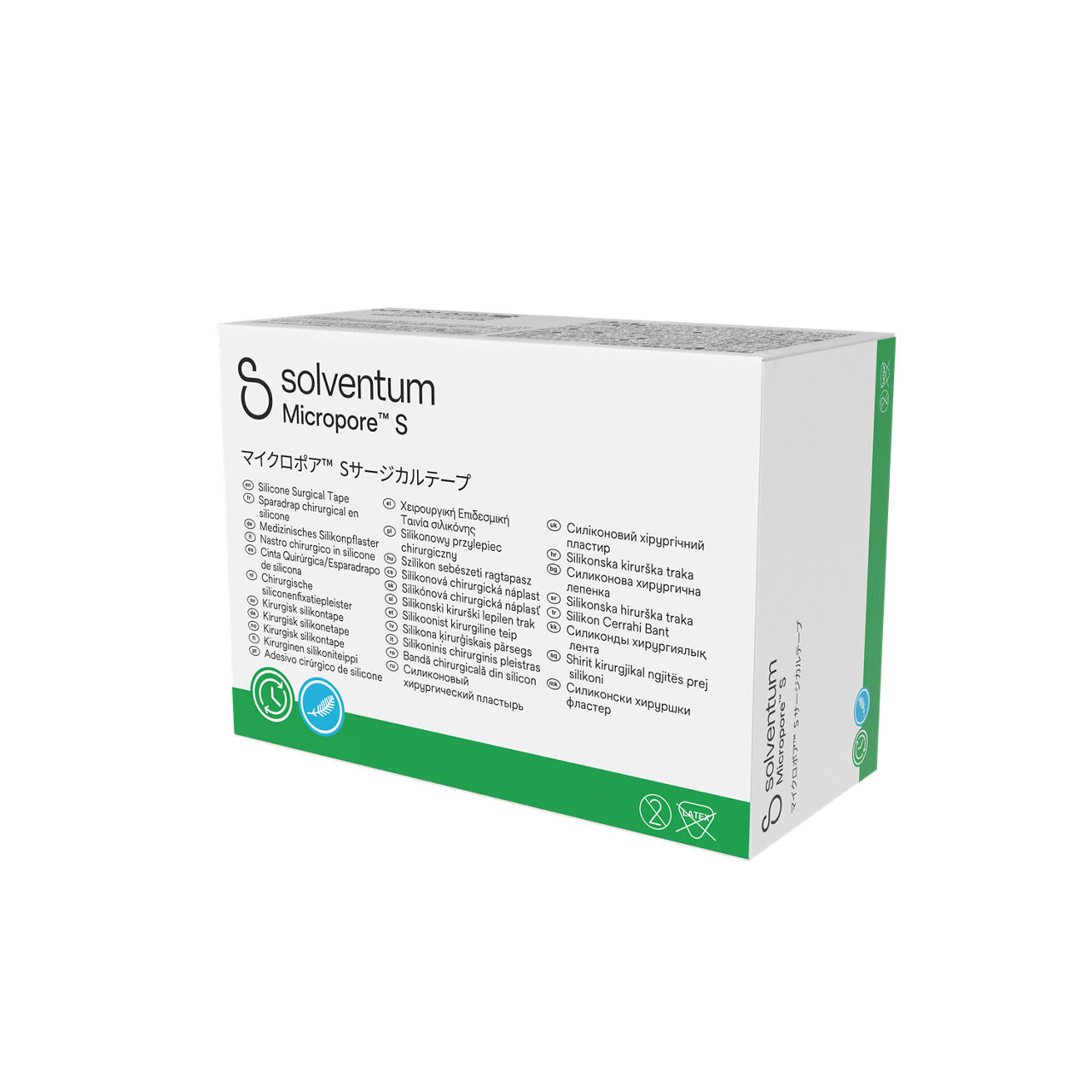 Solventum™ Micropore™ S Silicone Surgical Tape, 2770-2, 2 in x 5.5 yd (5 cm x 5 m), 6/CAR, 10 CAR/CS, 60/CS - Front, Right, In Packaging (1R1)
