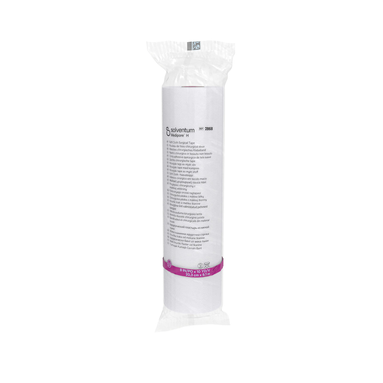 Solventum™ Medipore™ H Soft Cloth Surgical Tape, 2868, 8 in x 10 yd (20.3 cm x 9.1 m), 6/CS - Front, Center, In Packaging (1C1)