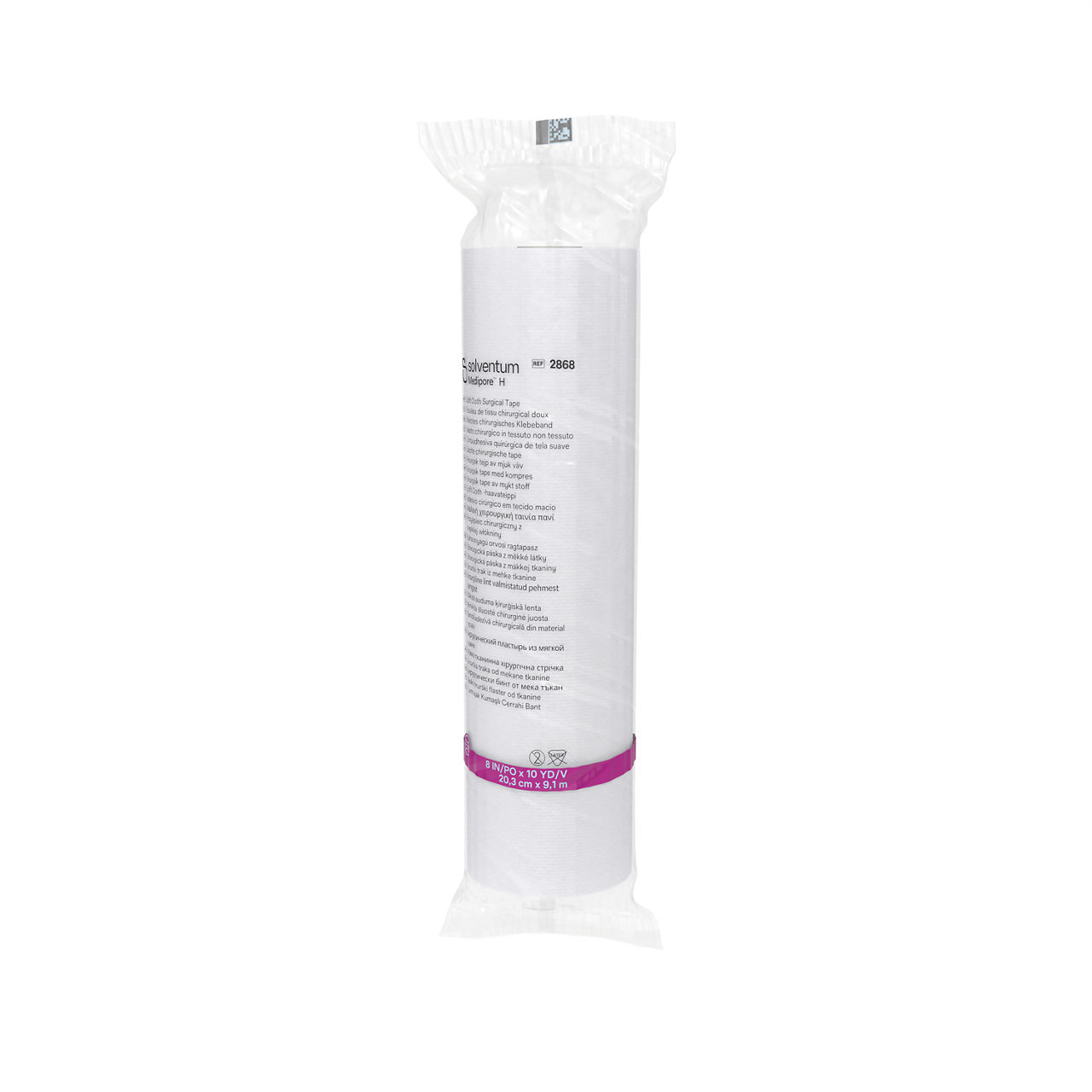Solventum™ Medipore™ H Soft Cloth Surgical Tape, 2868, 8 in x 10 yd (20.3 cm x 9.1 m), 6/CS - Front, Right, In Packaging (1R1)