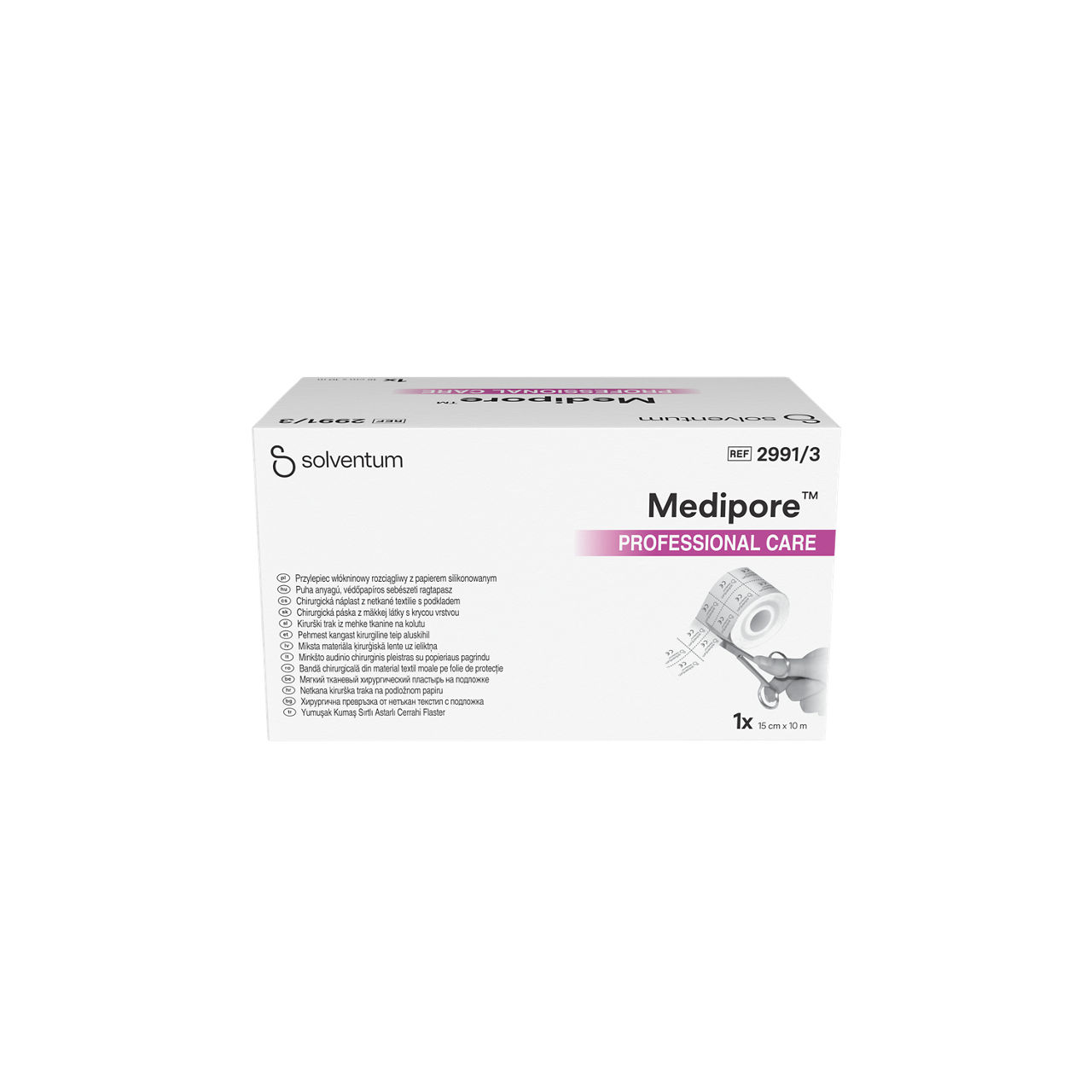 Solventum™ Medipore™ Professional Care Soft Cloth Surgical Tape on Liner, 2991/3, 15 cm x 10 m (150 mm x 10 m), 1/CAR - Front, Center, In Packaging (1C1)