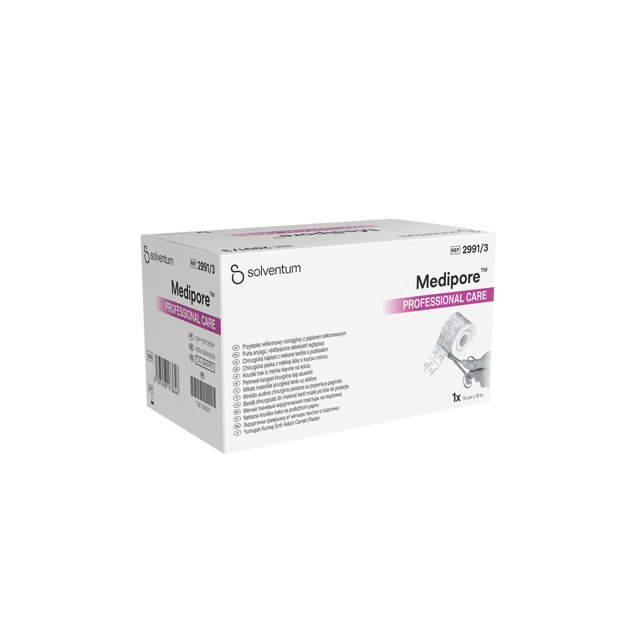 Solventum™ Medipore™ Professional Care Soft Cloth Surgical Tape on Liner, 2991/3, 15 cm x 10 m (150 mm x 10 m), 1/CAR - Front, Left, In Packaging (1L1)