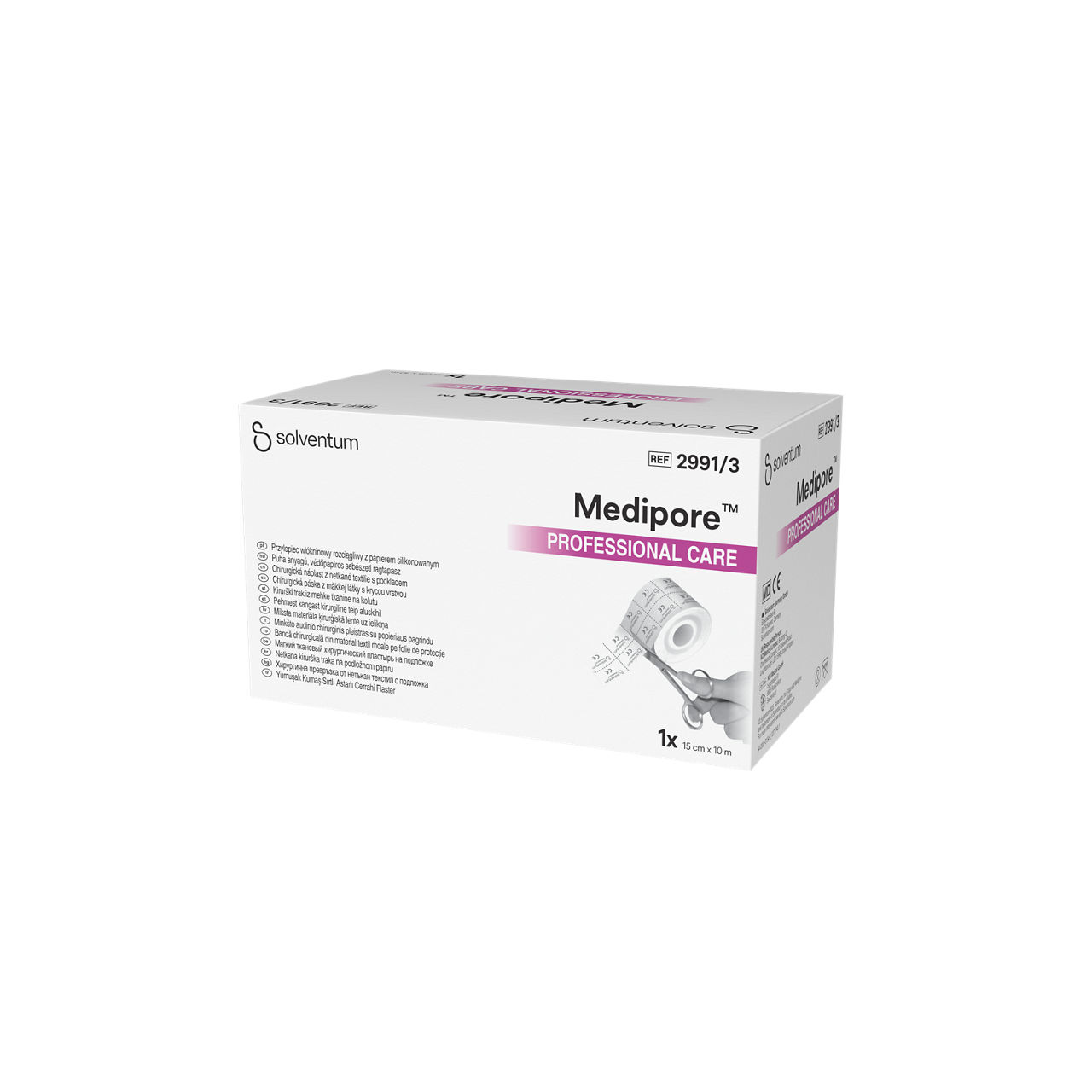 Solventum™ Medipore™ Professional Care Soft Cloth Surgical Tape on Liner, 2991/3, 15 cm x 10 m (150 mm x 10 m), 1/CAR - Front, Right, In Packaging (1R1)