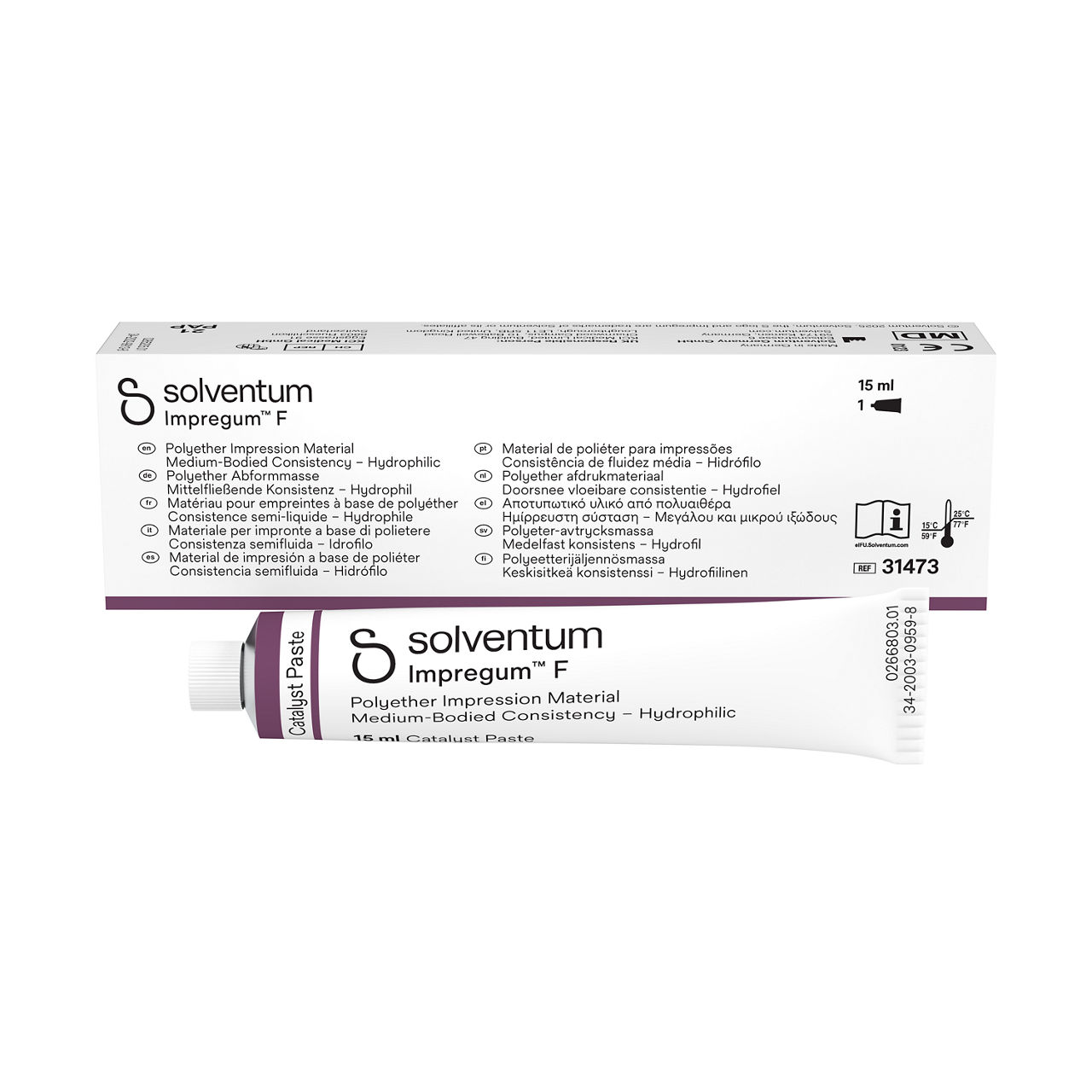Solventum™ Impregum™ F Polyether Impression Material, 31473, Catalyst Paste, 1 EA - Front, Center, In and Out of Packaging (1C10)
