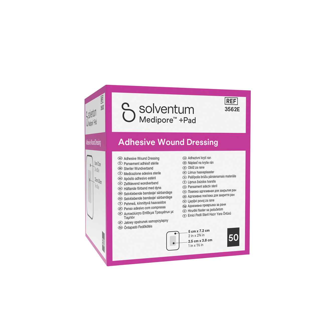 Solventum™ Solventum™ Medipore™+Pad Adhesive Wound Dressing, 3562E - Left, Center, In Packaging (2C1)