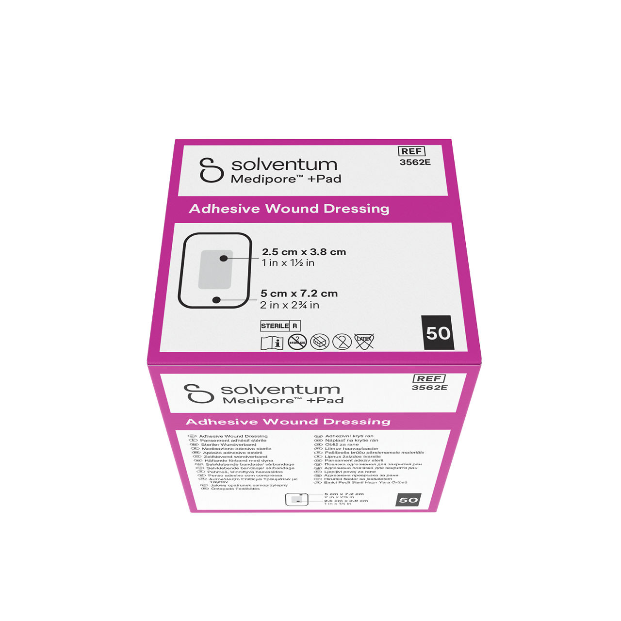 Solventum™ Solventum™ Medipore™+Pad Adhesive Wound Dressing, 3562E - Top, Center, In Packaging (3C1)